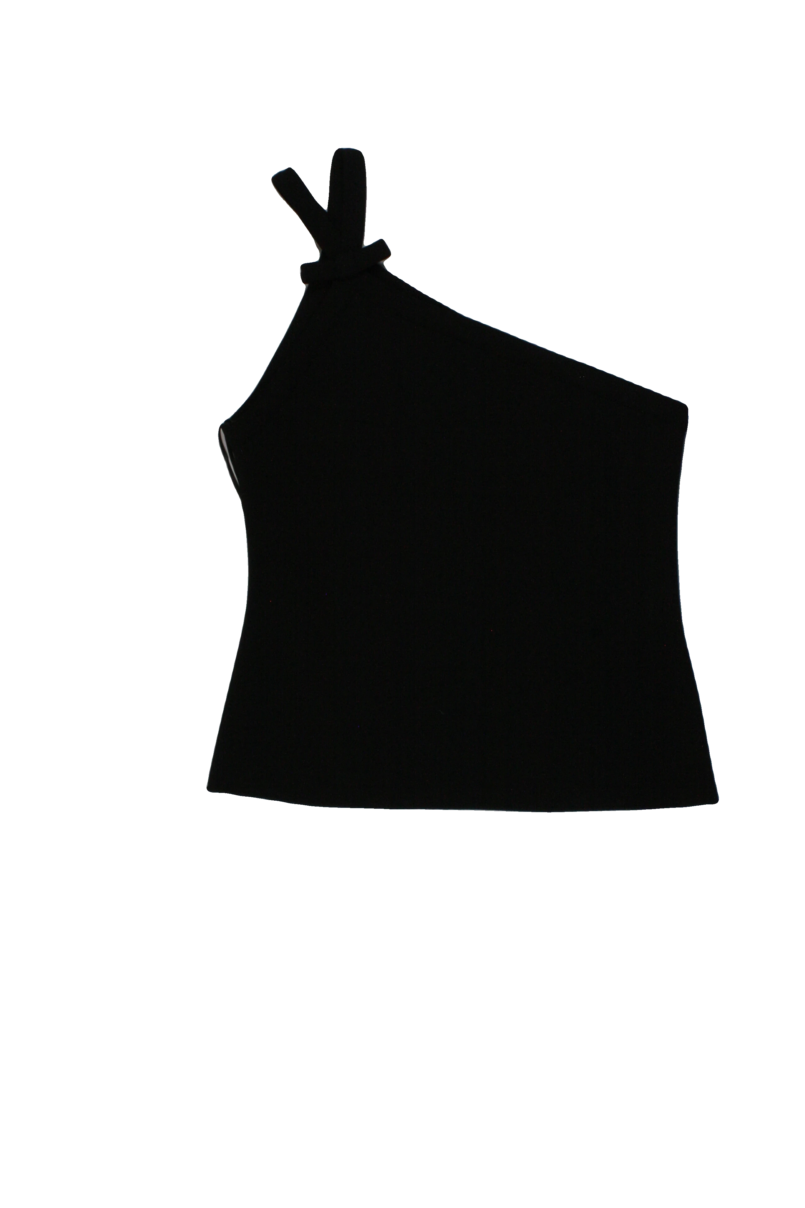 Zara Women's Black One-Shoulder Cropped Sleeveless Top with Shoulder Bow – Size L