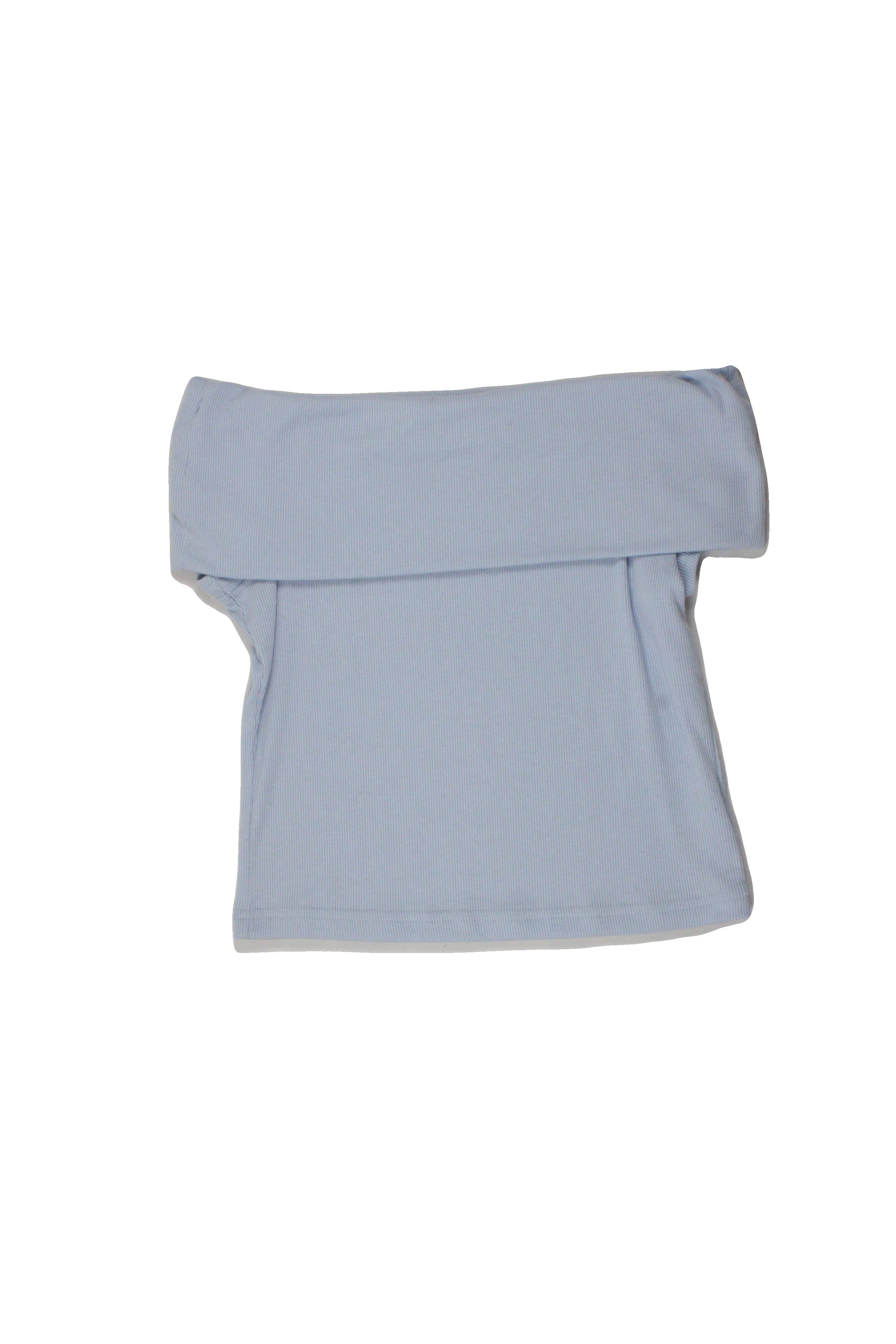 GU Women's Blue Off-Shoulder Short Sleeve Top with Foldover – Size M