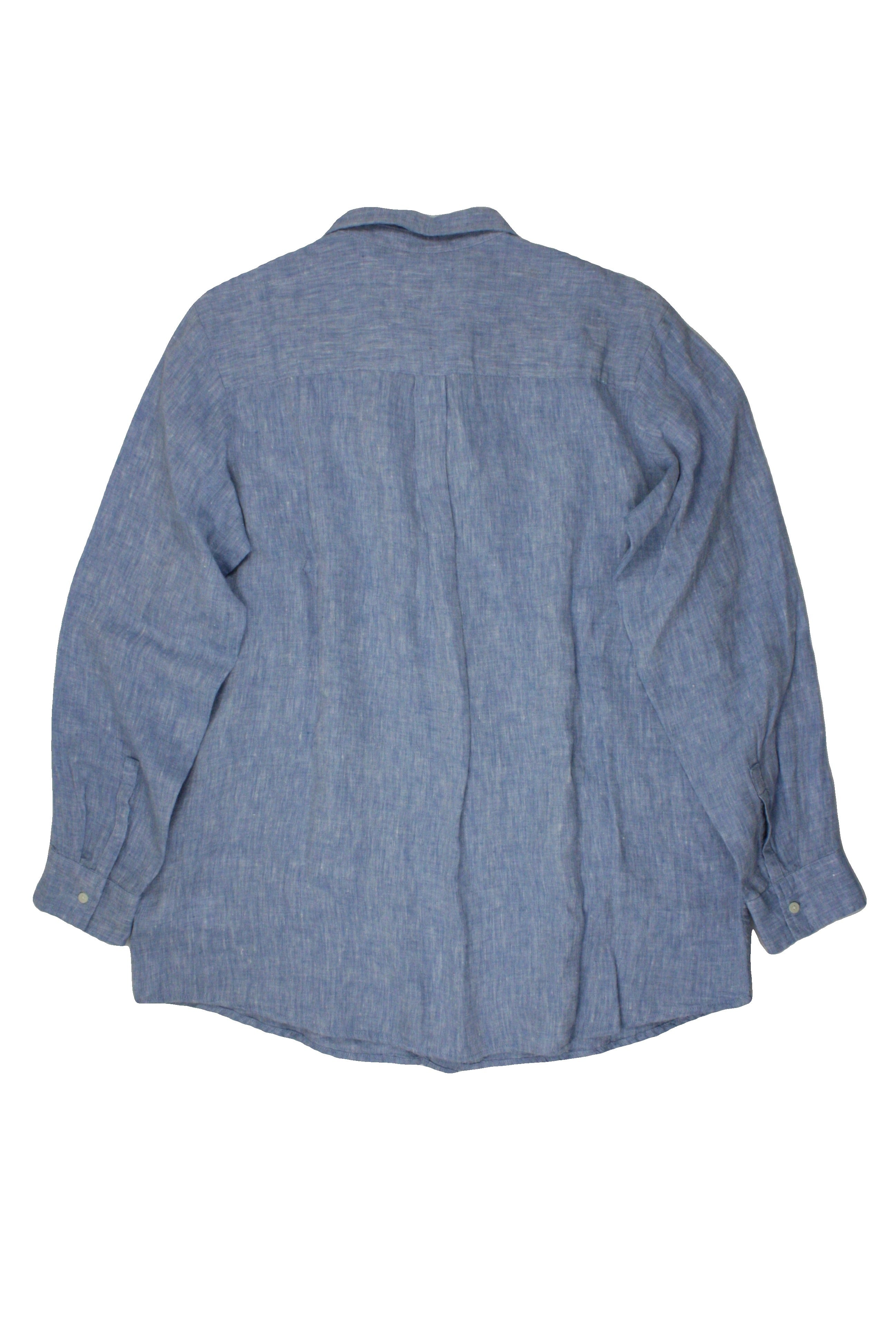 Gap Men's Blue Long Sleeve Shirt with Linen, Back Yoke, Heathered – Size XL