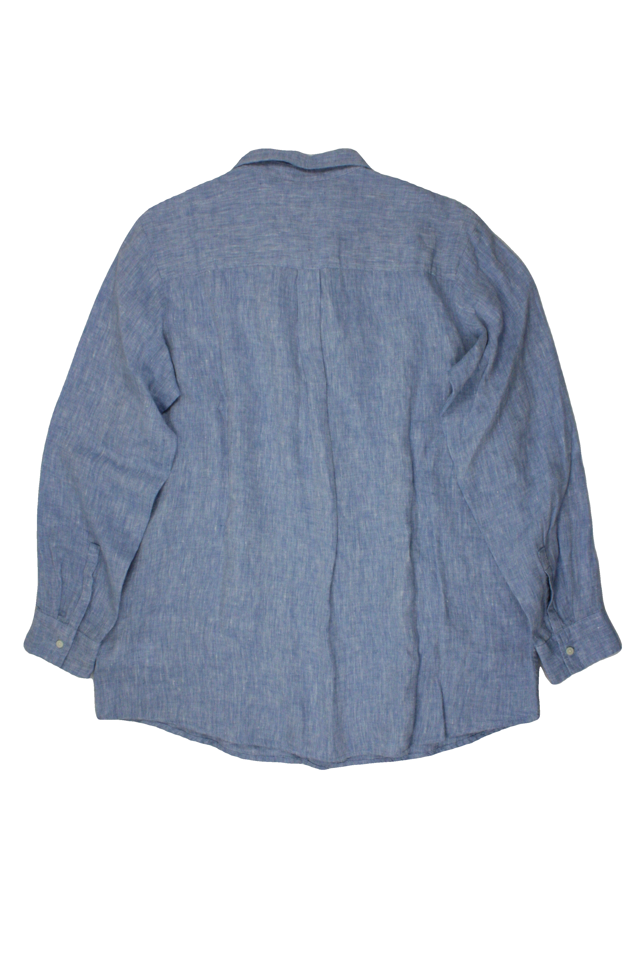 Gap Men's Blue Long Sleeve Shirt with Linen, Back Yoke, Heathered – Size XL