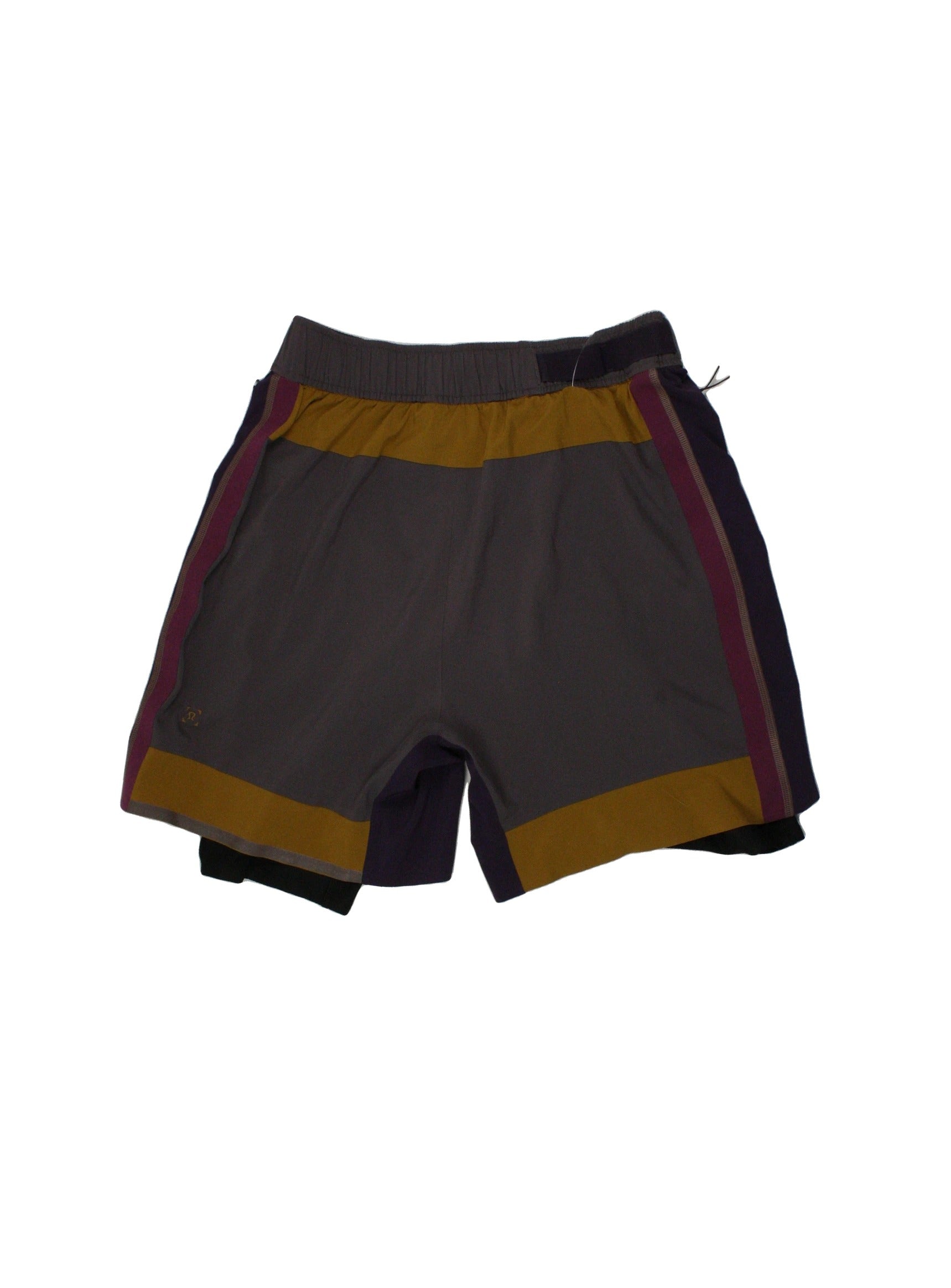 Lululemon Robert Geller Women's Purple/Mustard/Pink Shorts with Panels, Double Layer, High-Rise – Size W25
