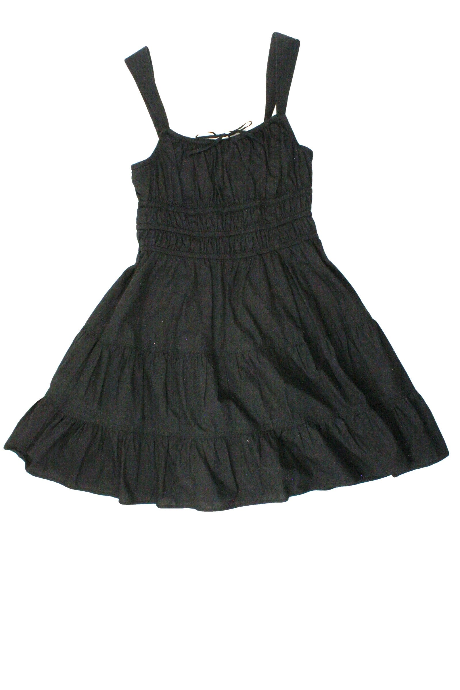Sunday Best Women's Black Sleeveless Dress with Front Tie, Elastic Detail, Gathers – Size S