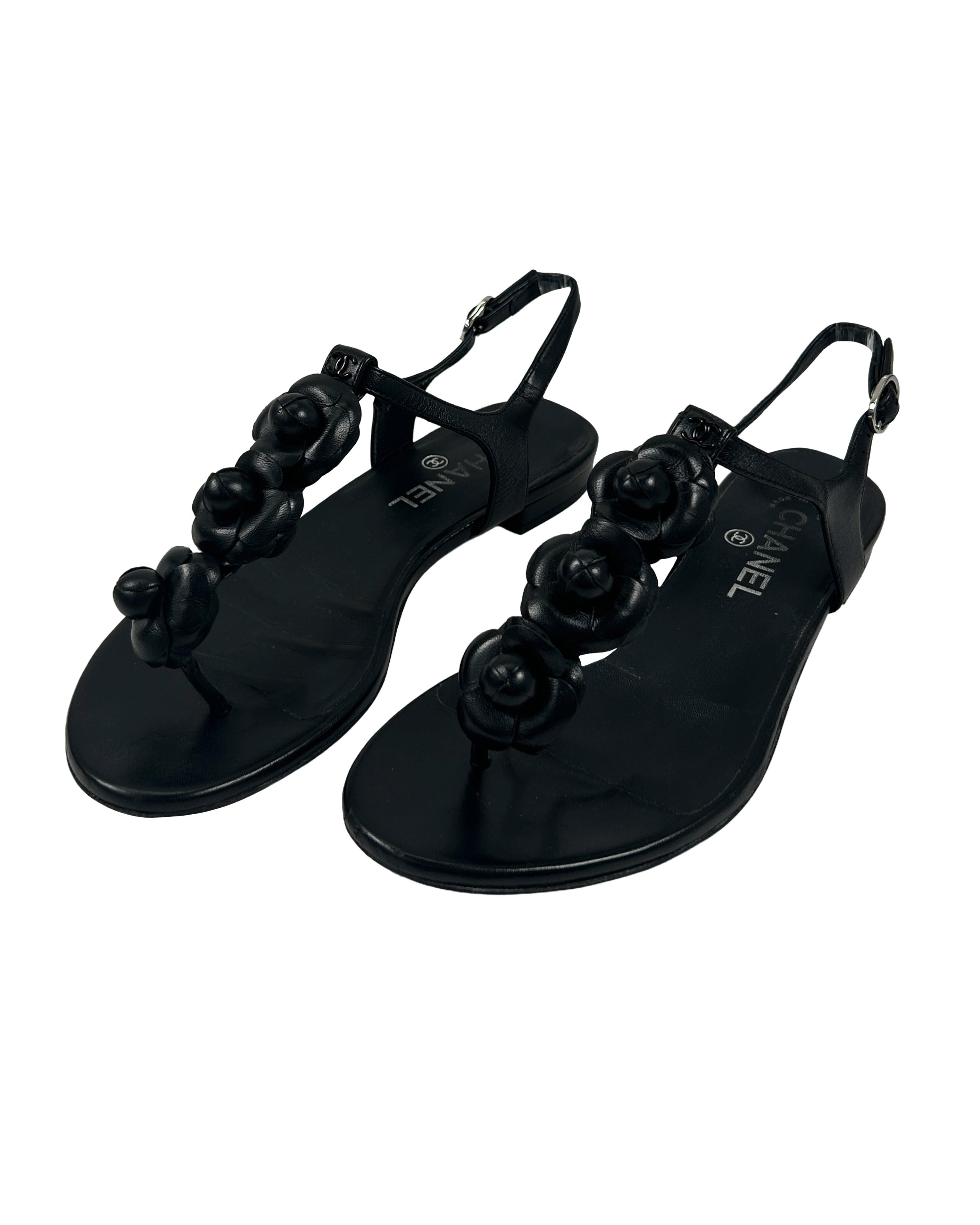 Chanel Size 37 Camellia Thong Sandals