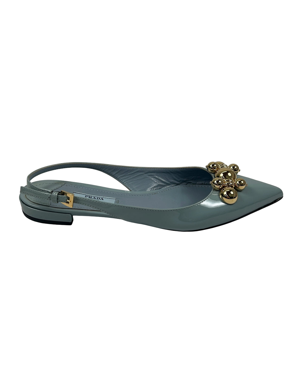 Prada Size 37 Patent Slingback Flats