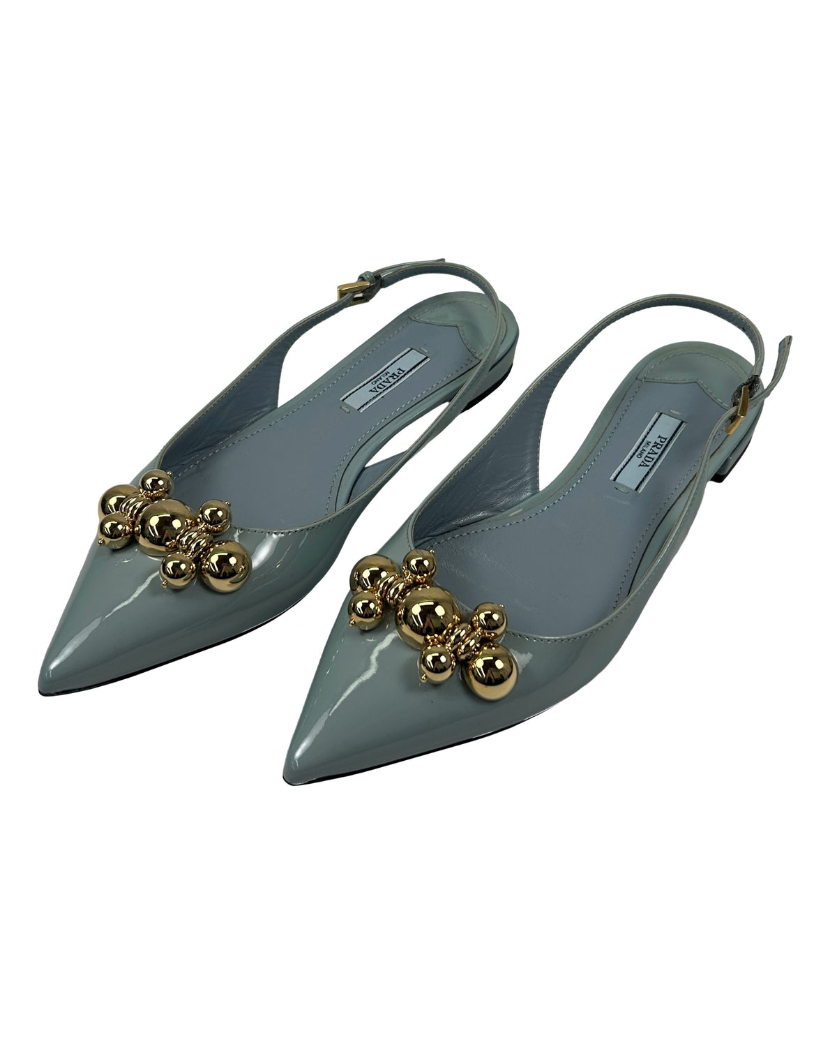 Prada Size 37 Patent Slingback Flats