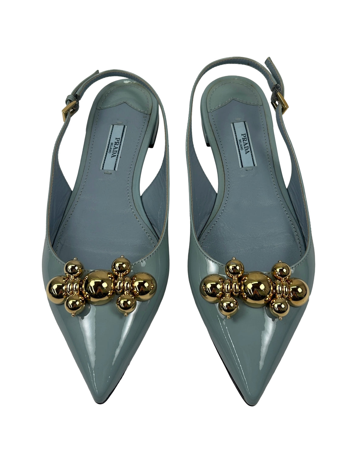 Prada Size 37 Patent Slingback Flats