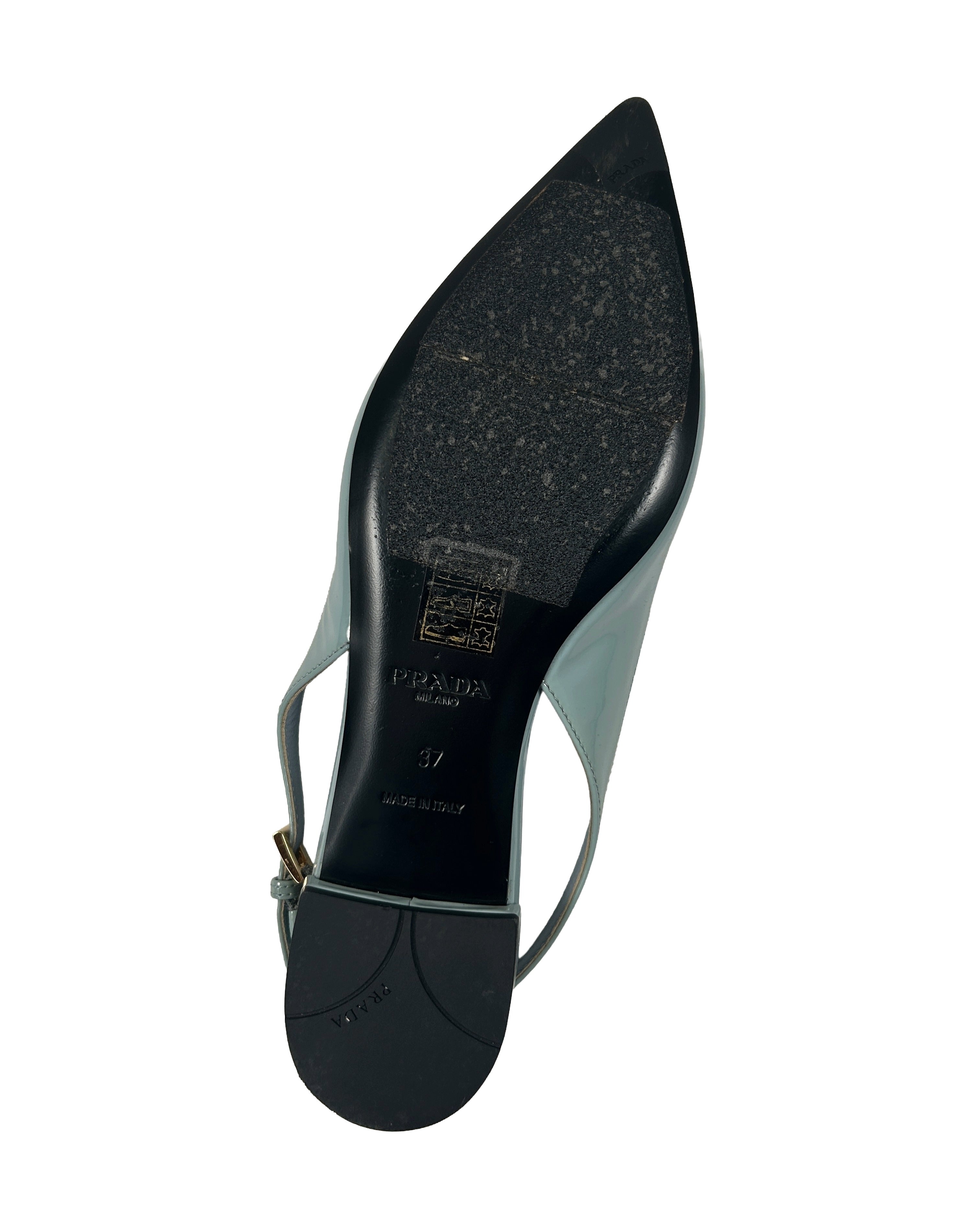Prada Size 37 Patent Slingback Flats