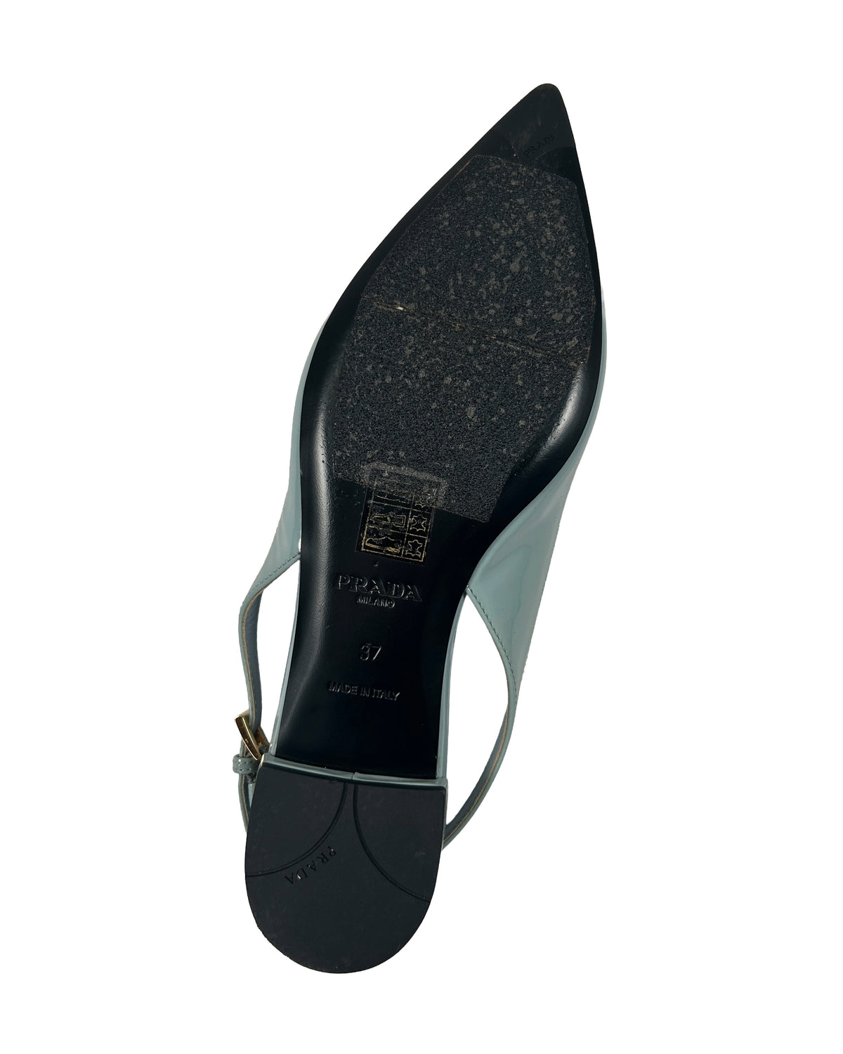 Prada Size 37 Patent Slingback Flats