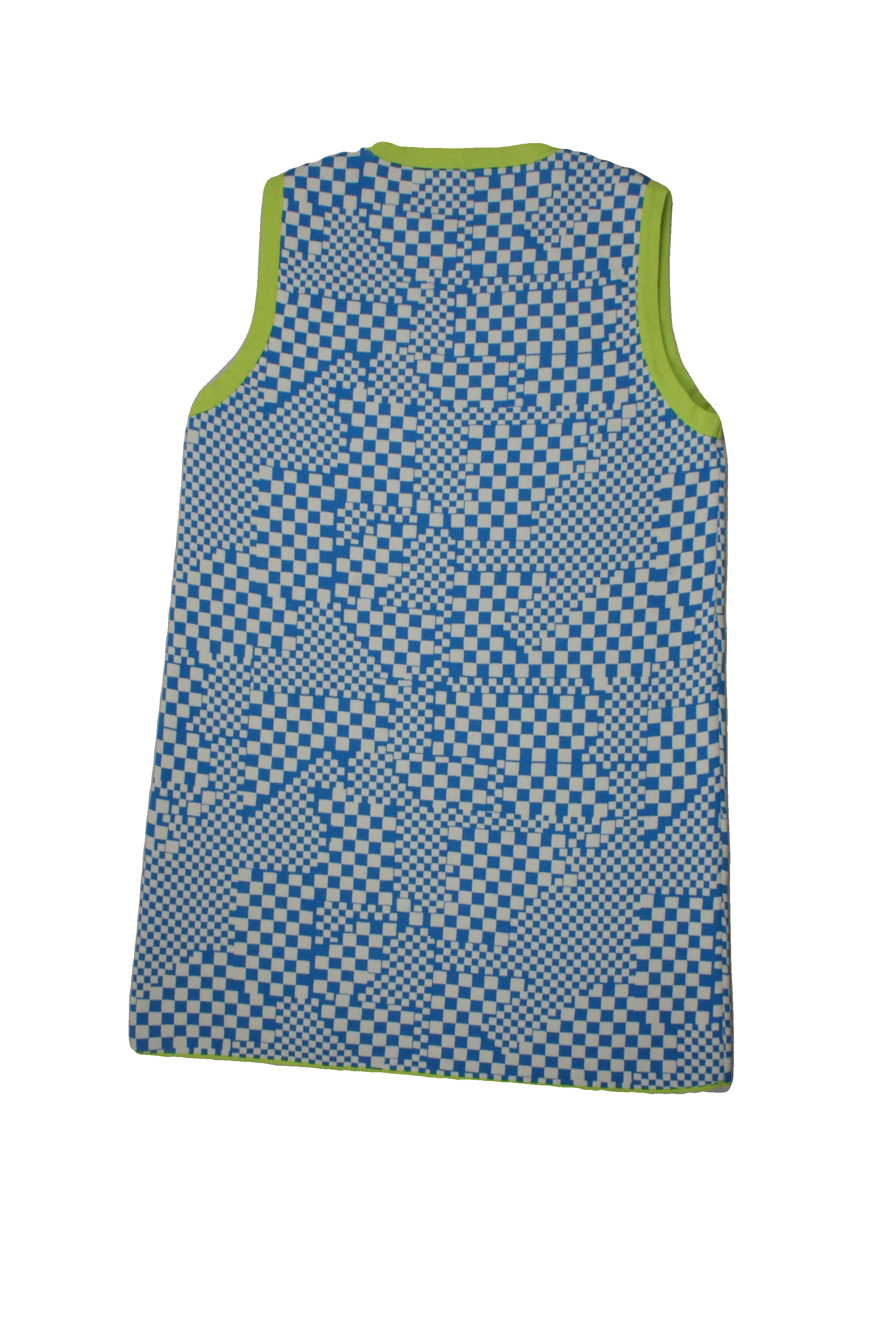 Zara Women's Blue/Green/White Sleeveless Round Neck Dress with Mini, Gingham, Abstract Gingham – Size S