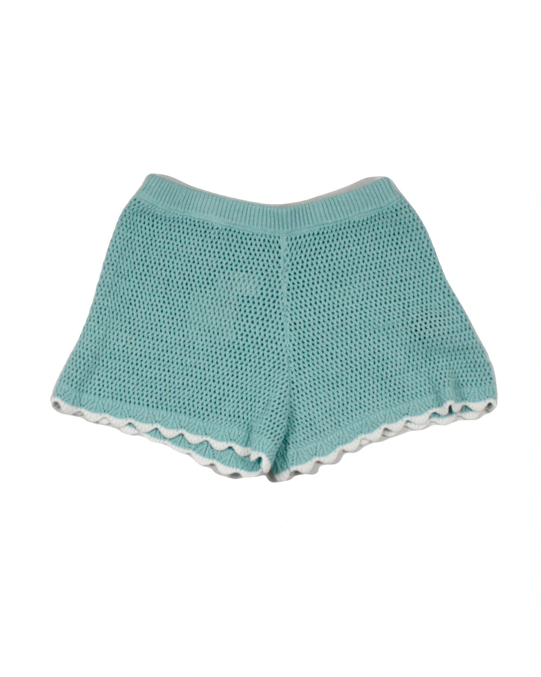Zara Women's Blue/White Shorts with Open Knit, Crochet, Mini Length – Size W25 | New with Tags