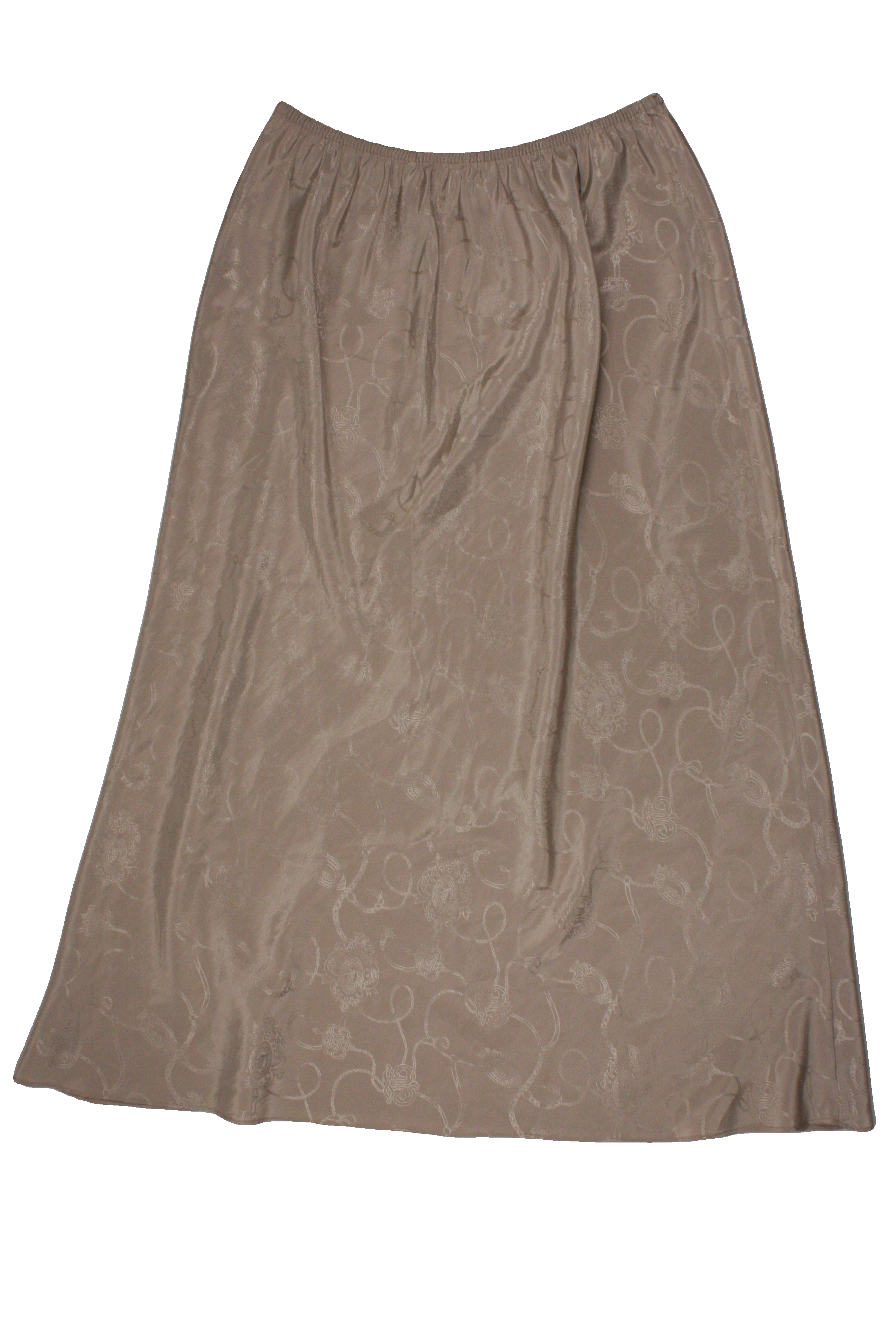 No Brand Women's Taupe Skirt with Elastic Waist, Maxi, Abstract Pattern – Size W25