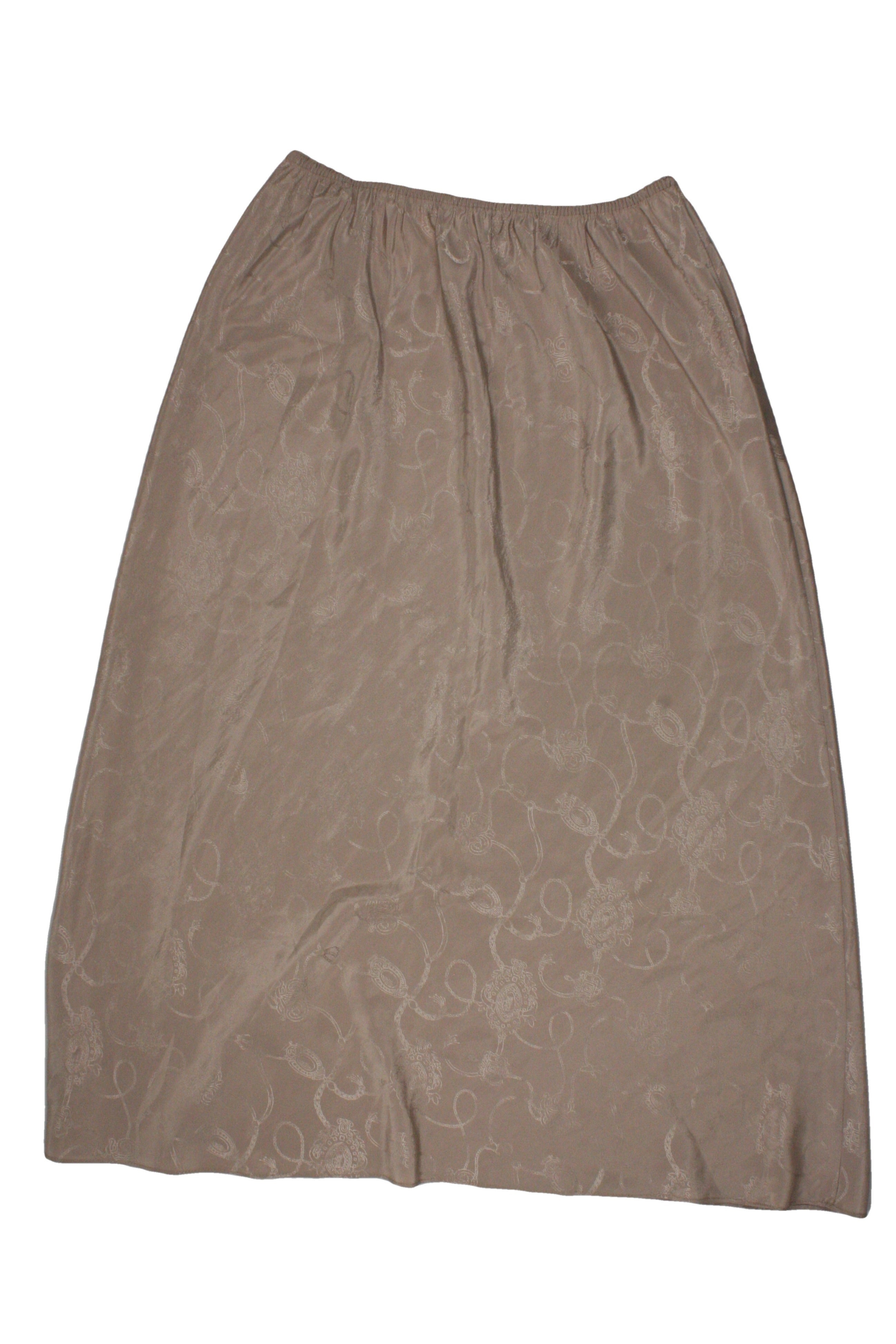 No Brand Women's Taupe Skirt with Elastic Waist, Maxi, Abstract Pattern – Size W25
