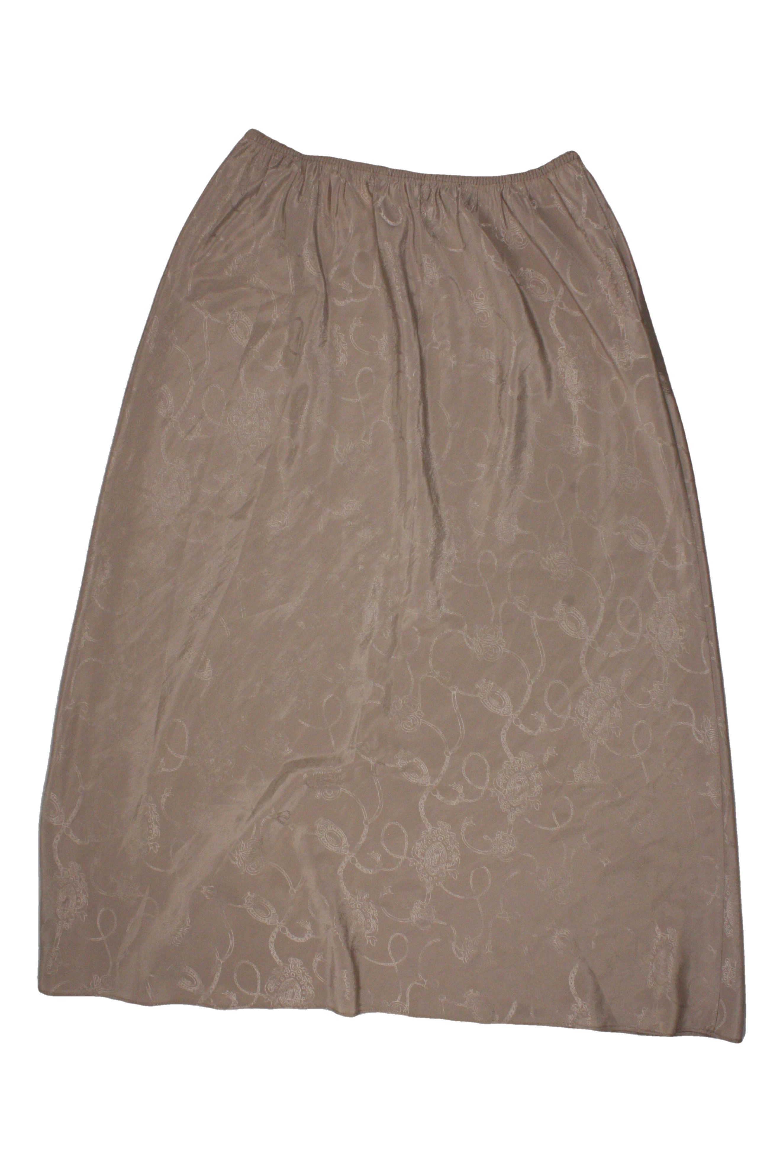 No Brand Women's Taupe Skirt with Elastic Waist, Maxi, Abstract Pattern – Size W25