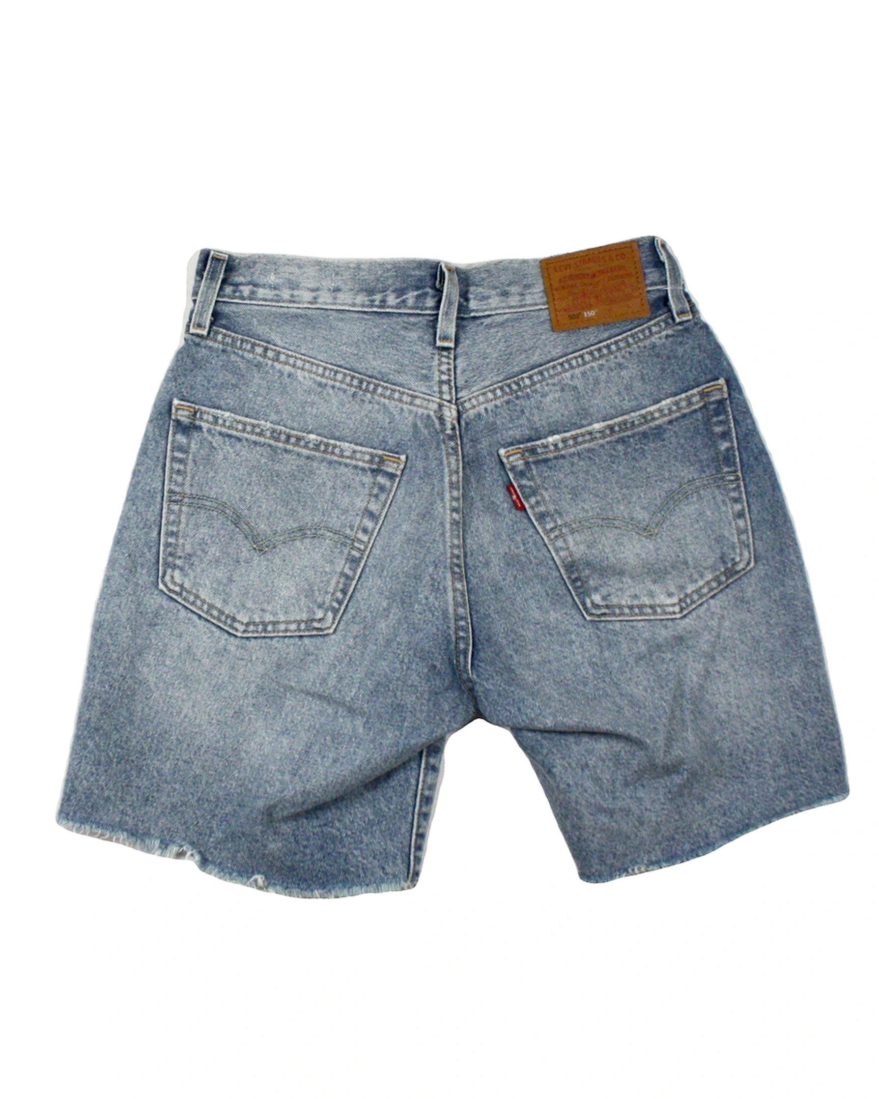Levi Strauss Women's Light Blue/Orange/Yellow/Tan Shorts with Light Wash, Denim, Raw Hem – Size W24 | As-Is