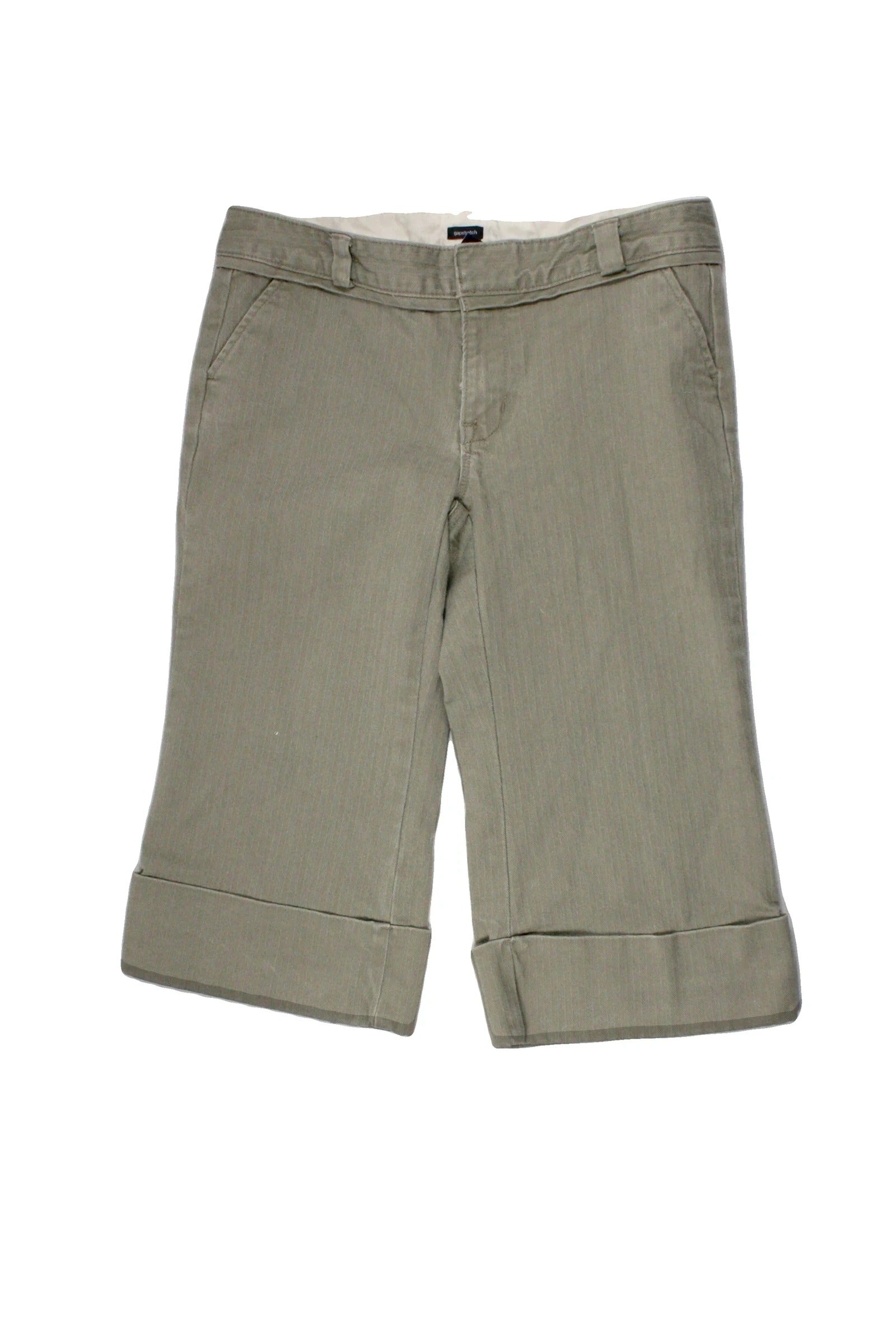 Gap Women's Olive Pants with Wide Leg, Cuff Hem, Low Waist – Size W32 | As-Is
