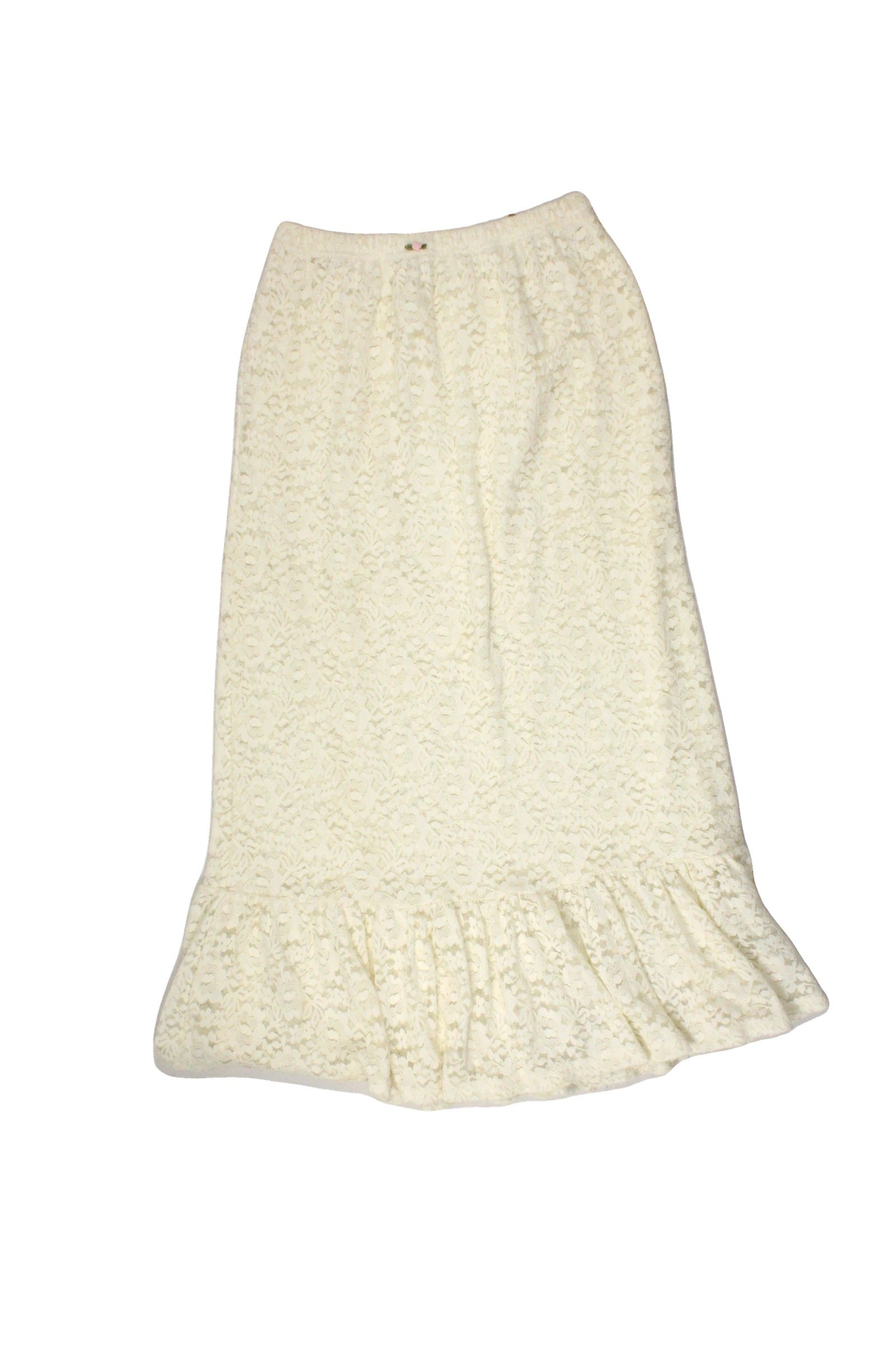 Fashion Brand Company by Penelope Gazin Designer Women's Cream Skirt with Maxi, Sheer, Waist Rosette – Size W24