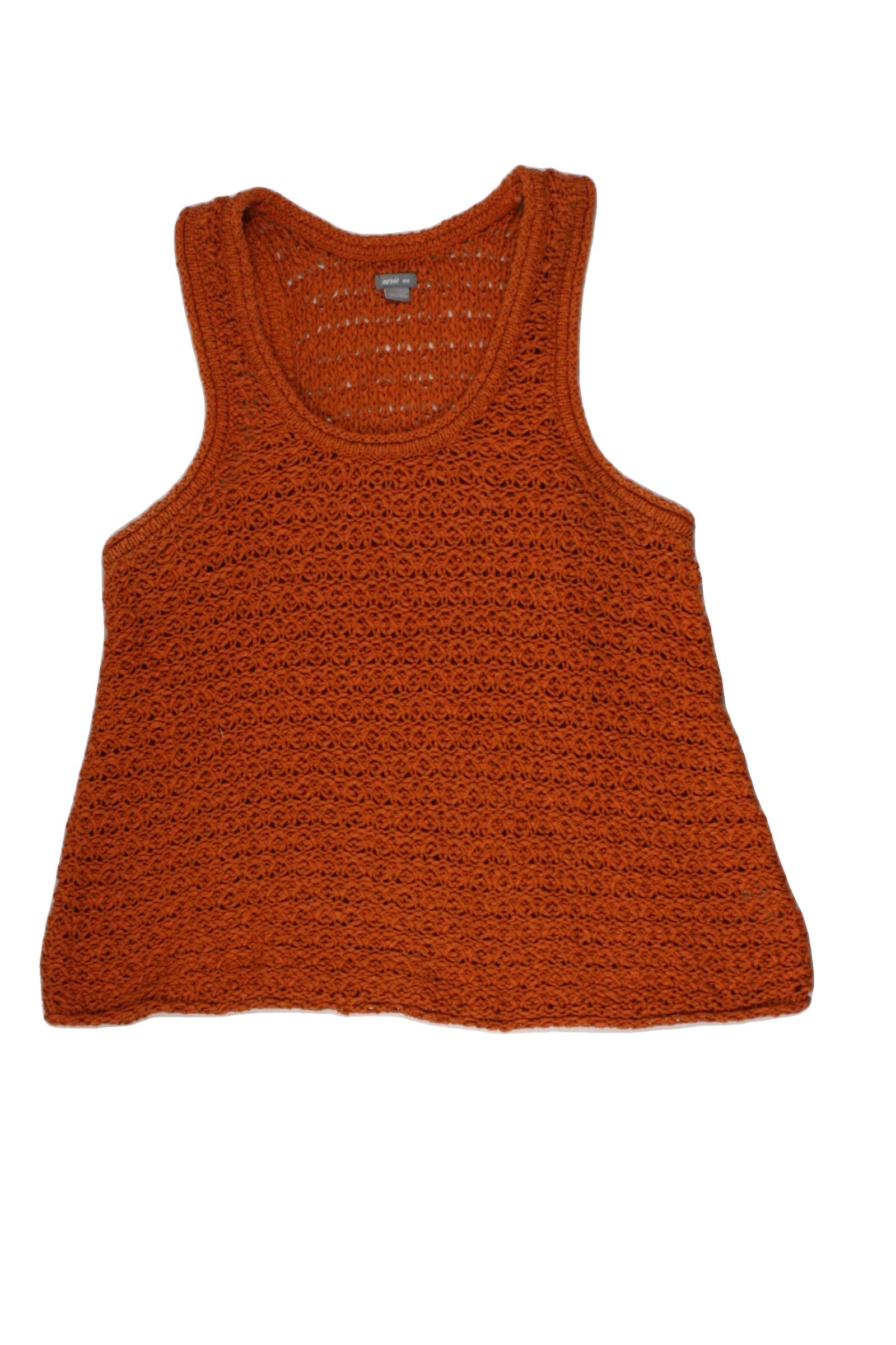 Aerie Women's Orange Racerback Sleeveless Round Neck Top with Crochet – Size M