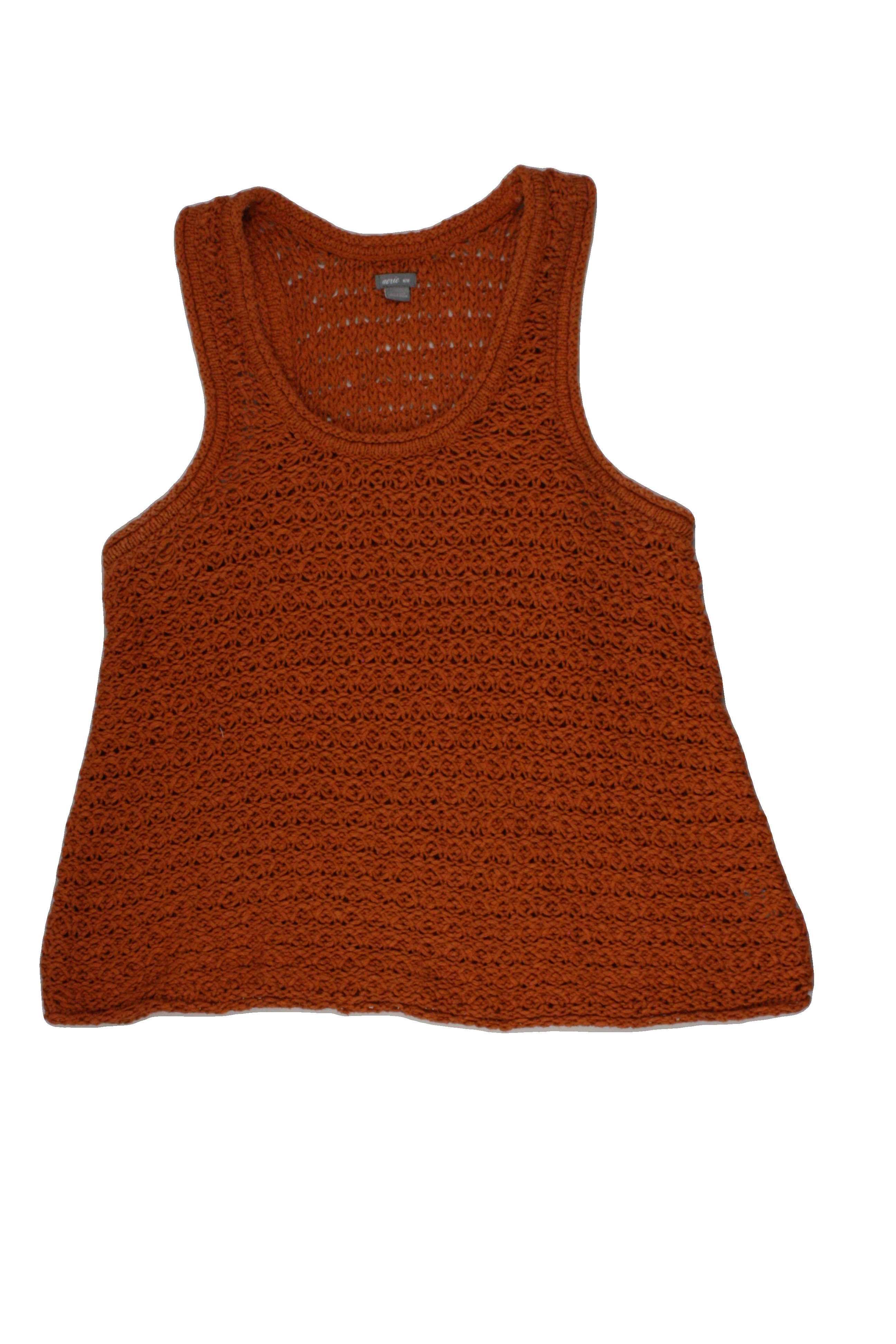 Aerie Women's Orange Racerback Sleeveless Round Neck Top with Crochet – Size M