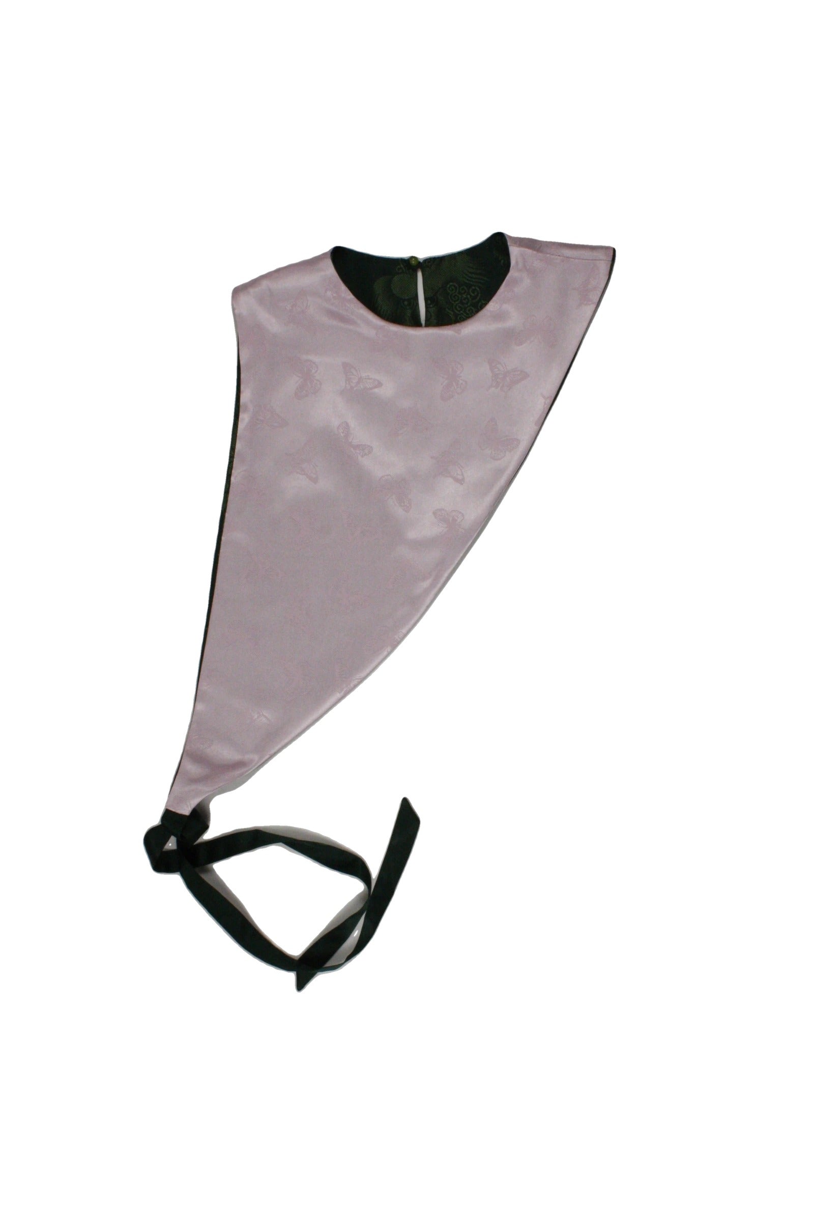 No Brand Women's Mauve/Dark Green Sleeveless Top with Side Tie, Asymmetric, Butterfly Pattern, Back Keyhole