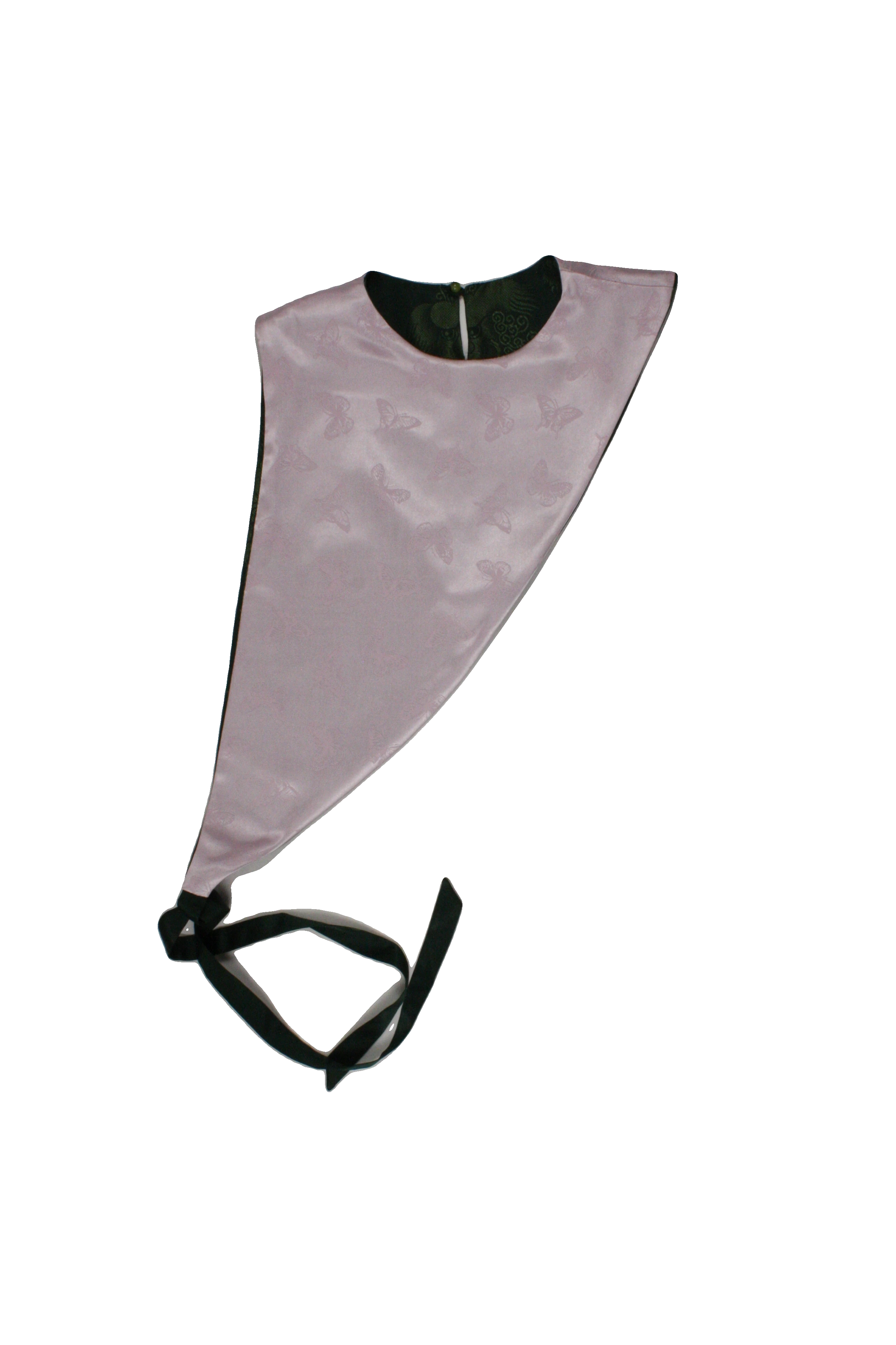 No Brand Women's Mauve/Dark Green Sleeveless Top with Side Tie, Asymmetric, Butterfly Pattern, Back Keyhole