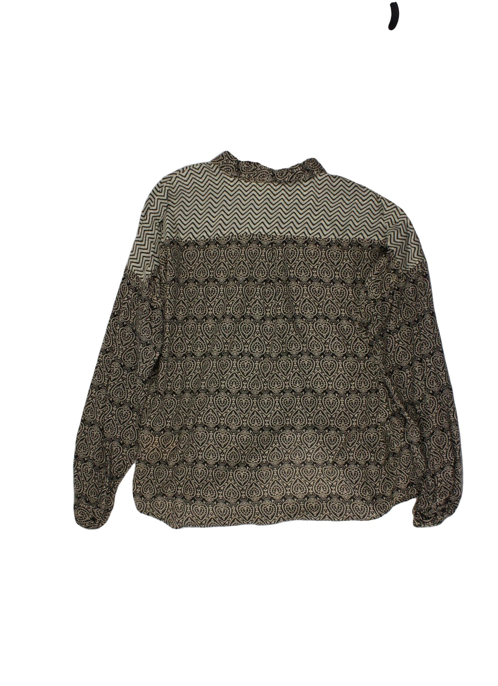 Scotch & Soda Women's Black/Beige Long Sleeve Shirt with Paisley Pattern