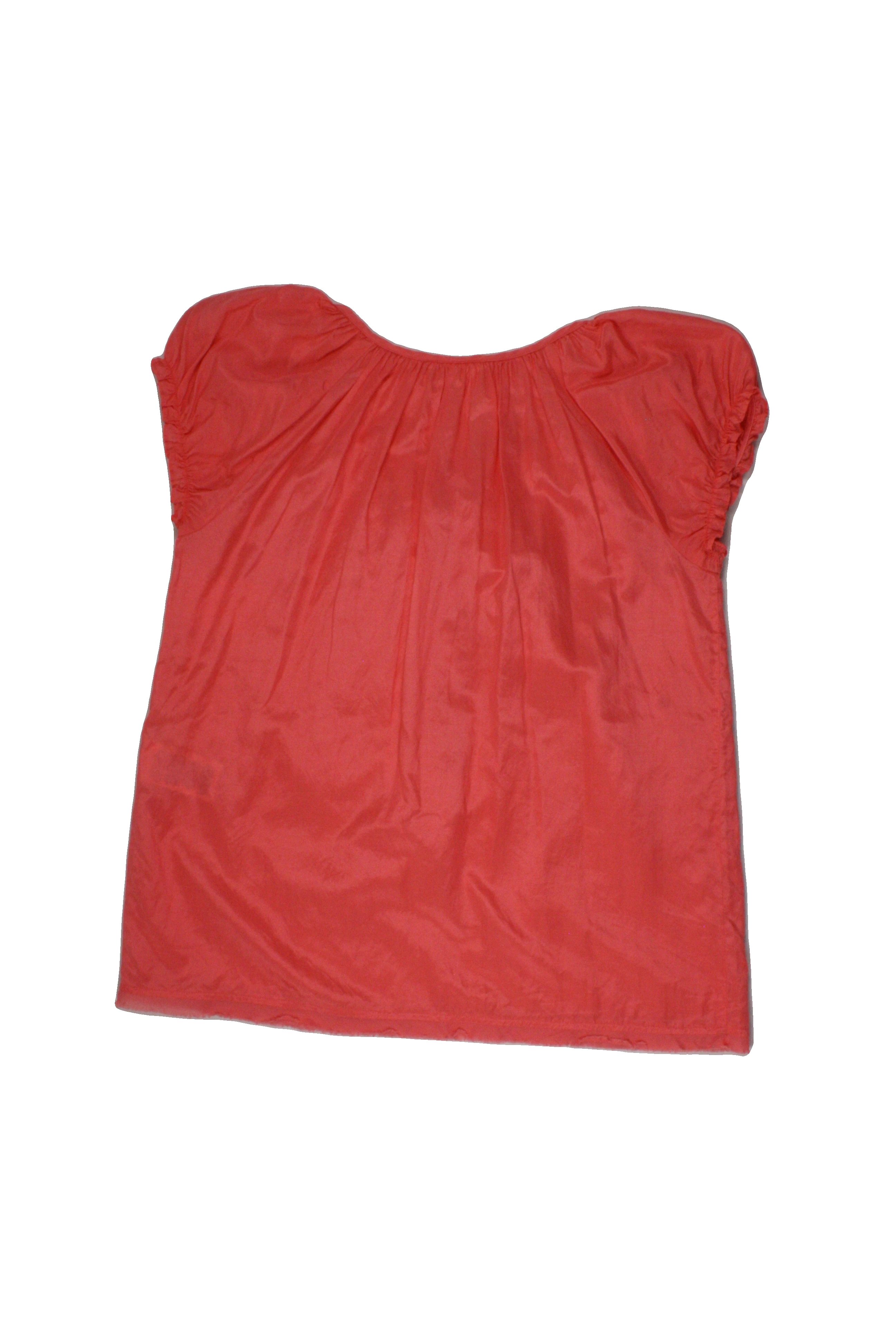 InWear Women's Pink Puff Sleeve Short Sleeve Top with Front Tie, Half Clasp Front – Size 6