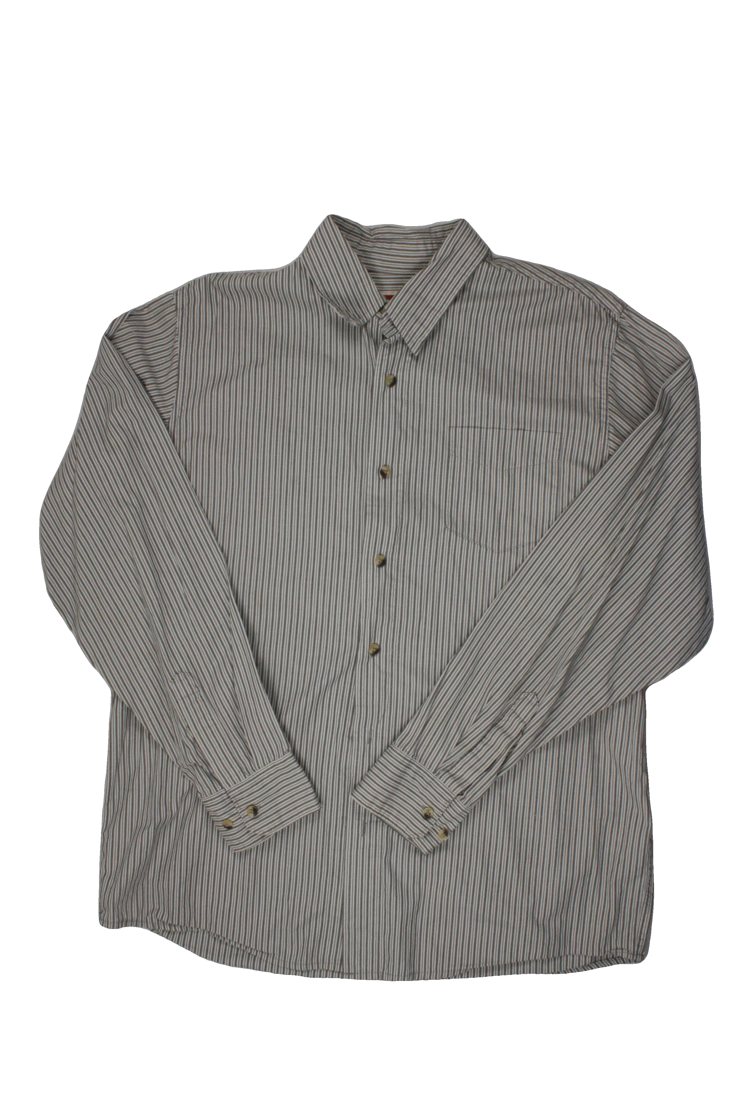 Wrangler Men's White/Gray Long Sleeve Shirt with 1 Pocket, Rounded Hem, Back Yoke – Size L