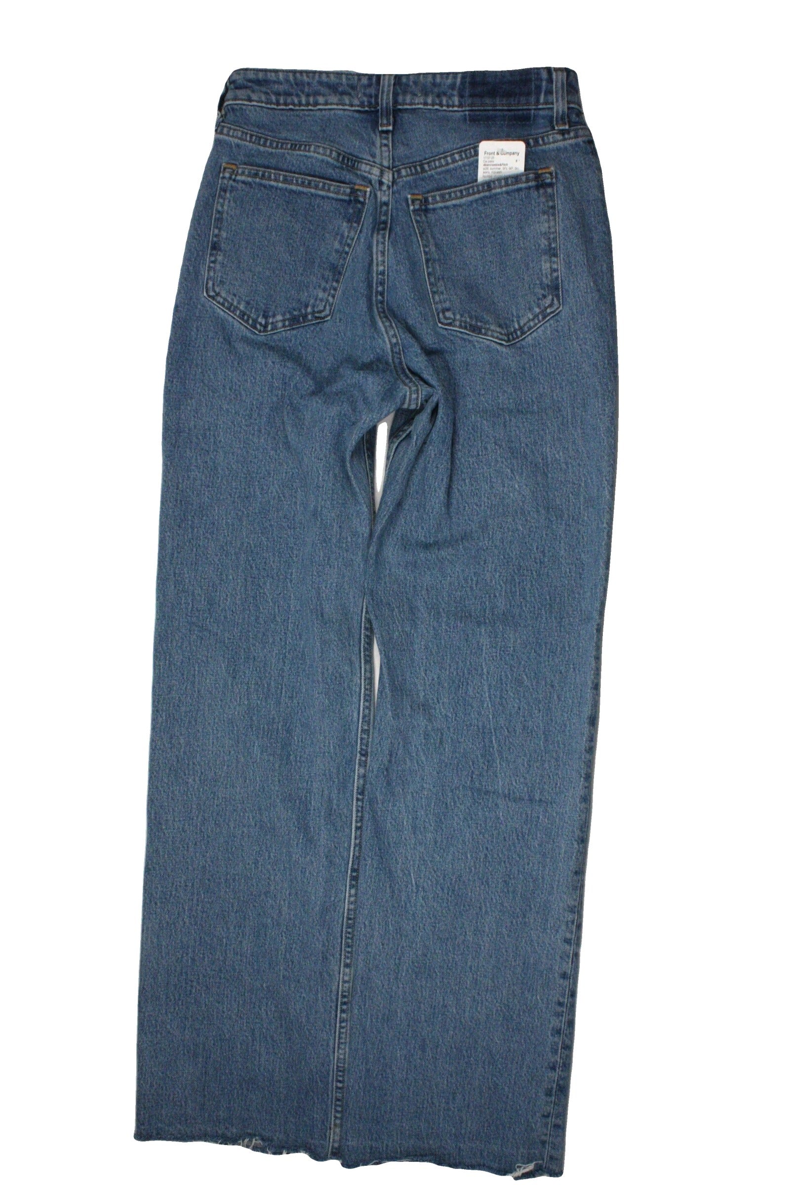 Abercrombie & Fitch Women's Blue/Medium Wash Jeans with High-Rise, Straight, Frayed Hem, 90s Style – Size W26