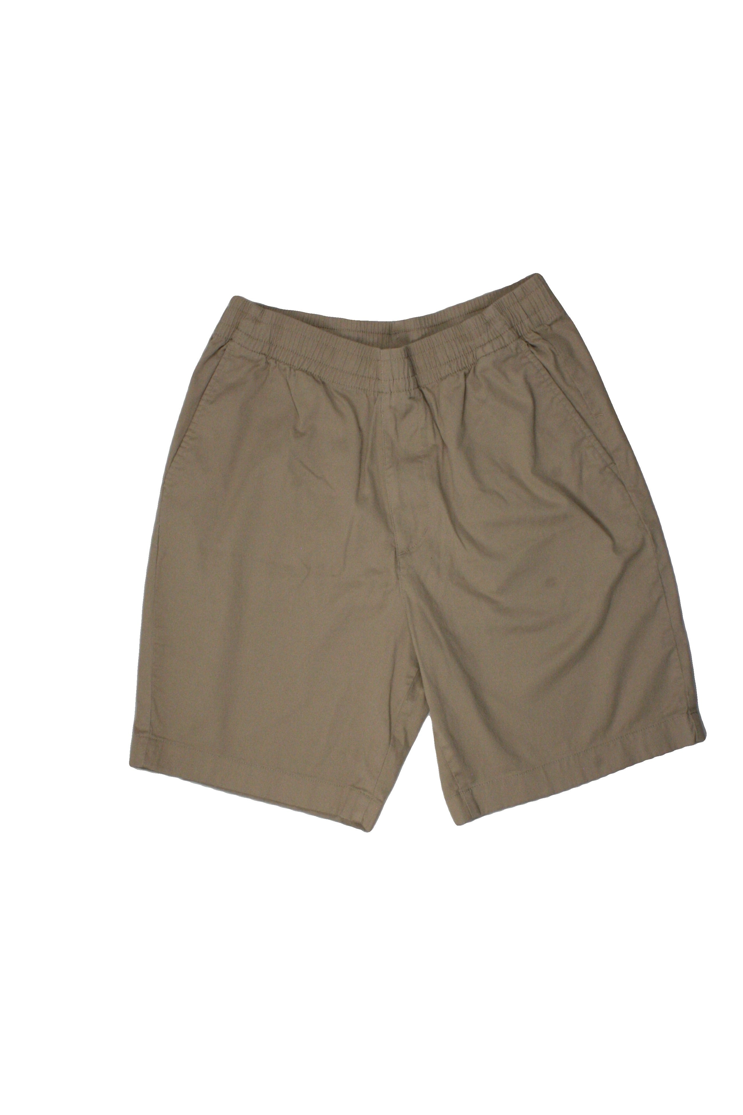 Uniqlo Men's Tan Shorts with 3 Pockets, Drawstring Waist, Drawstring, Stretch Waistband – Size W30