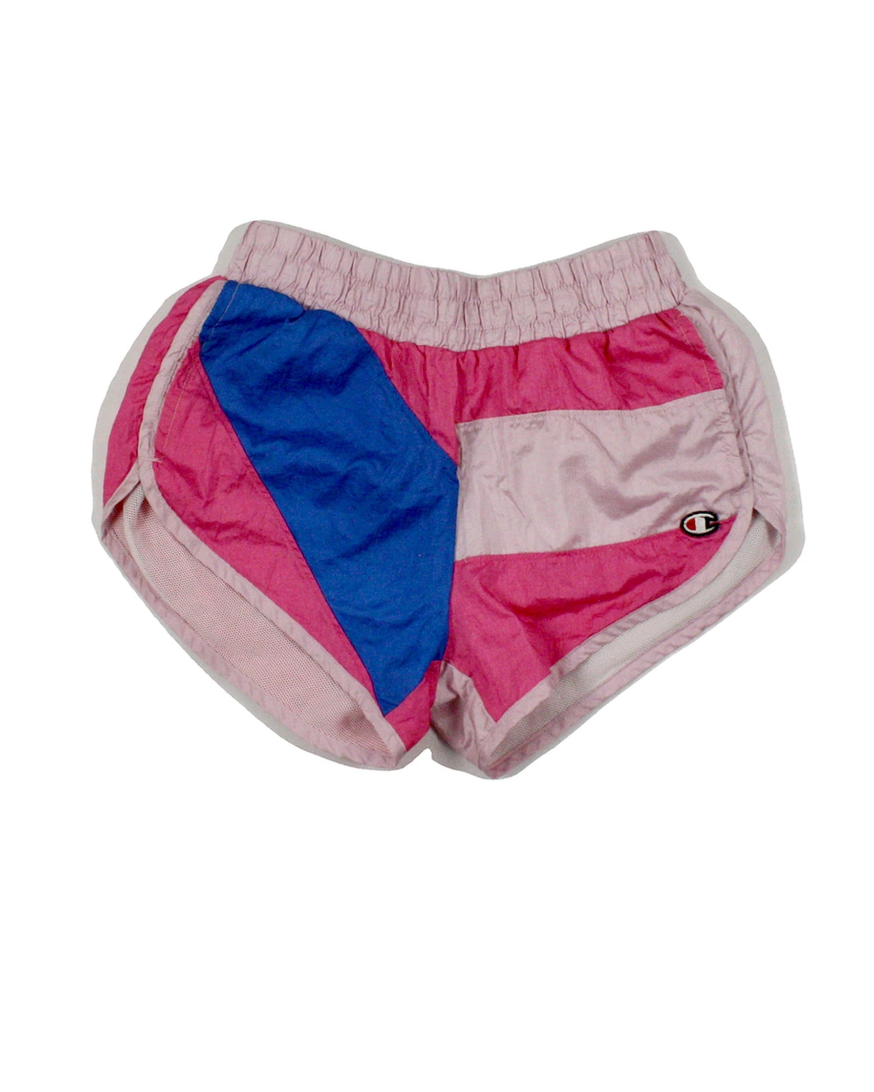 Champion Women's Pink/Magenta/Blue Shorts with Mini Length, Elastic Waist, Three Pockets – Size W24