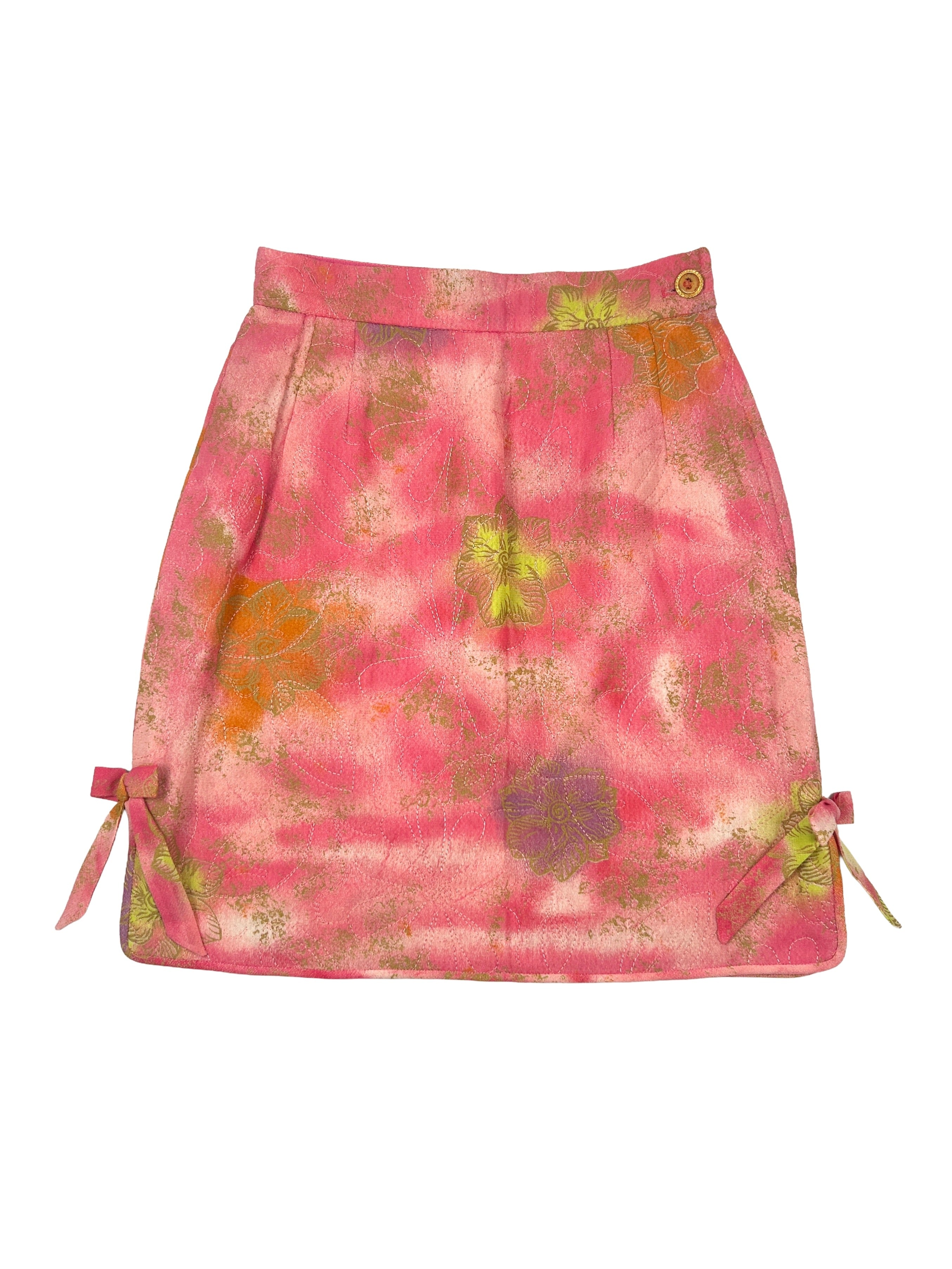 Emmanuel Ungaro Paralelle Size 6 Vintage Hand-Painted Silk Skirt