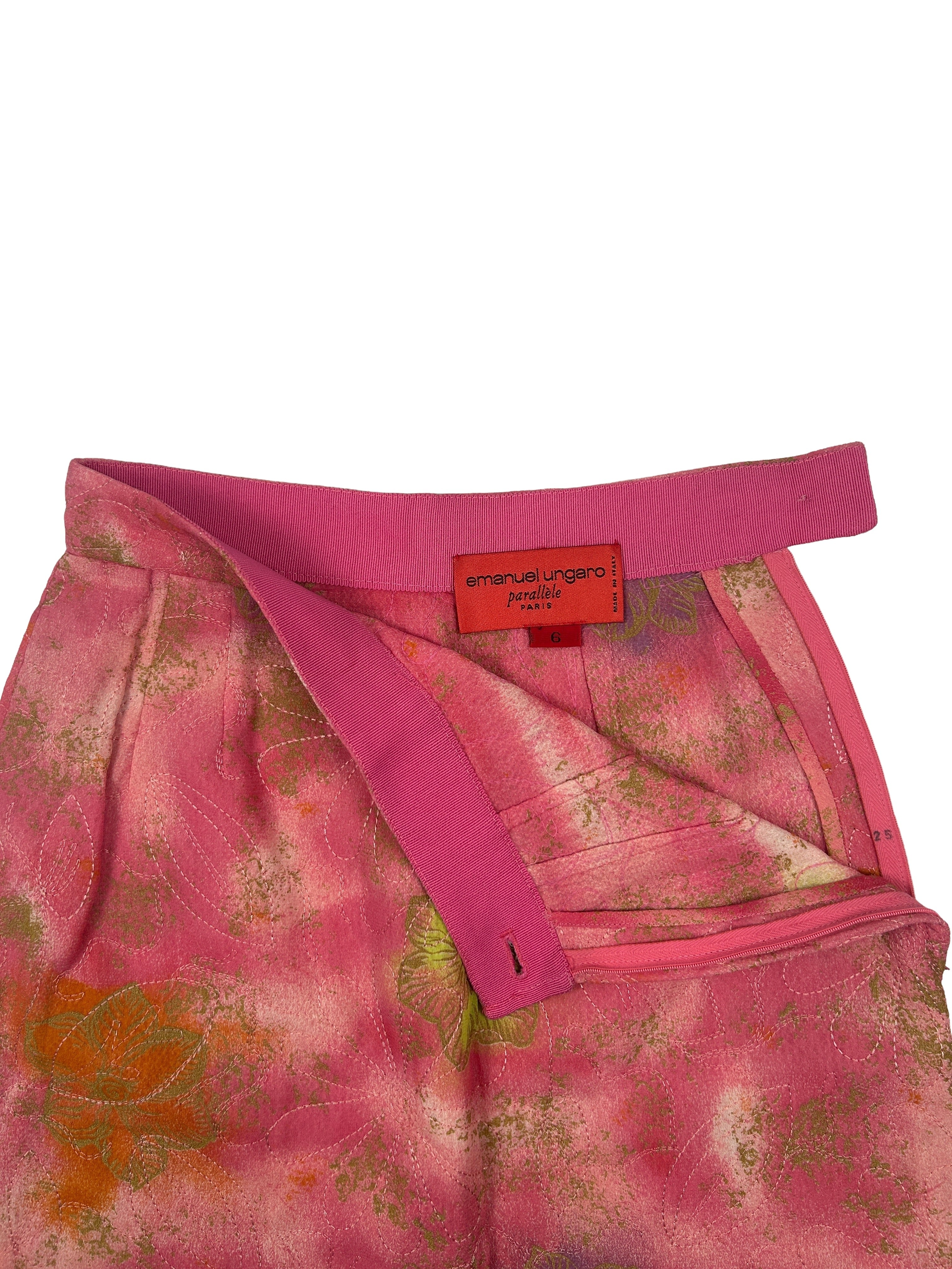 Emmanuel Ungaro Paralelle Size 6 Vintage Hand-Painted Silk Skirt