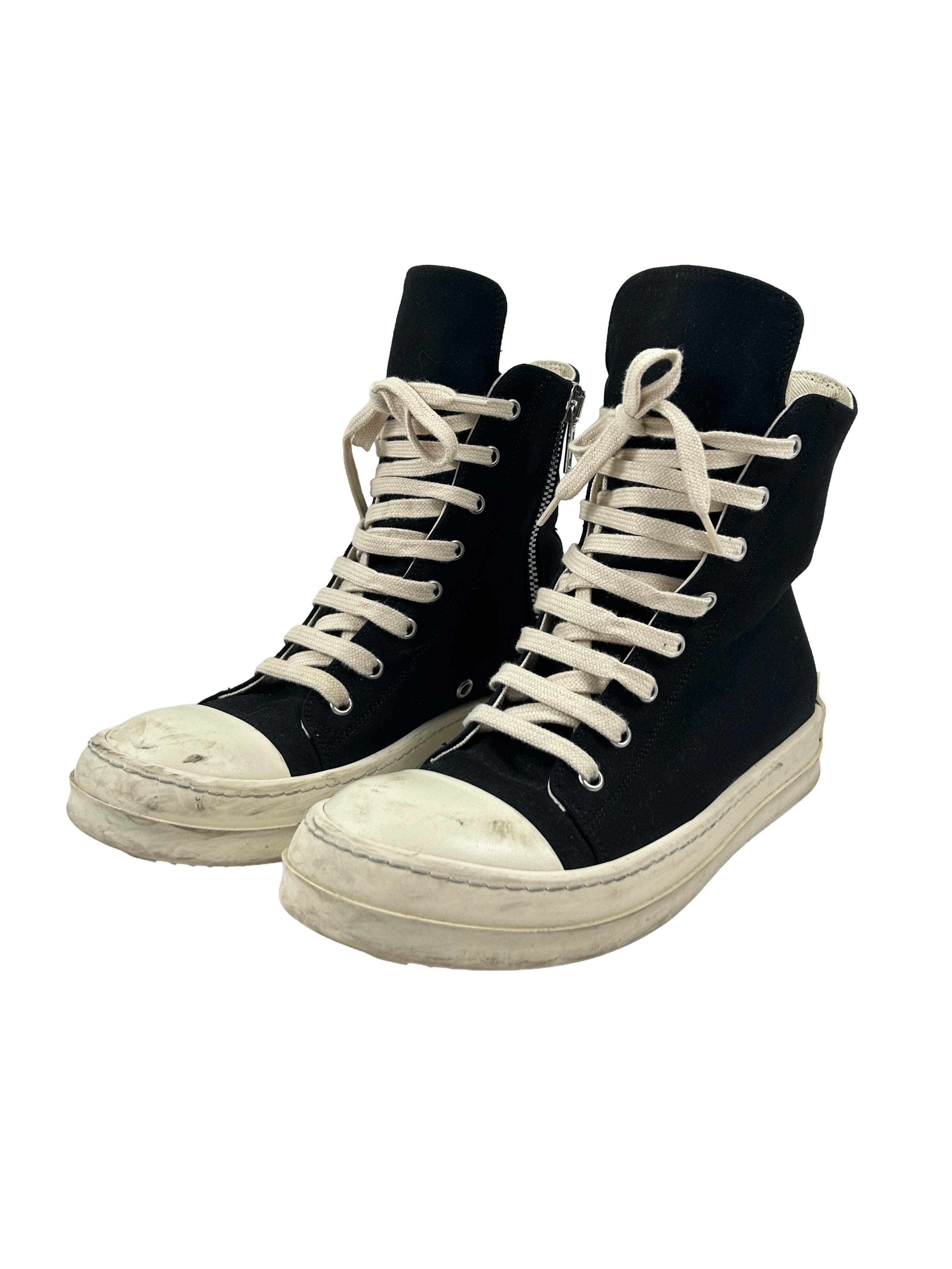 Rick Owens DRKSHDW Size 38 Canvas High-Top Ramones Sneakers