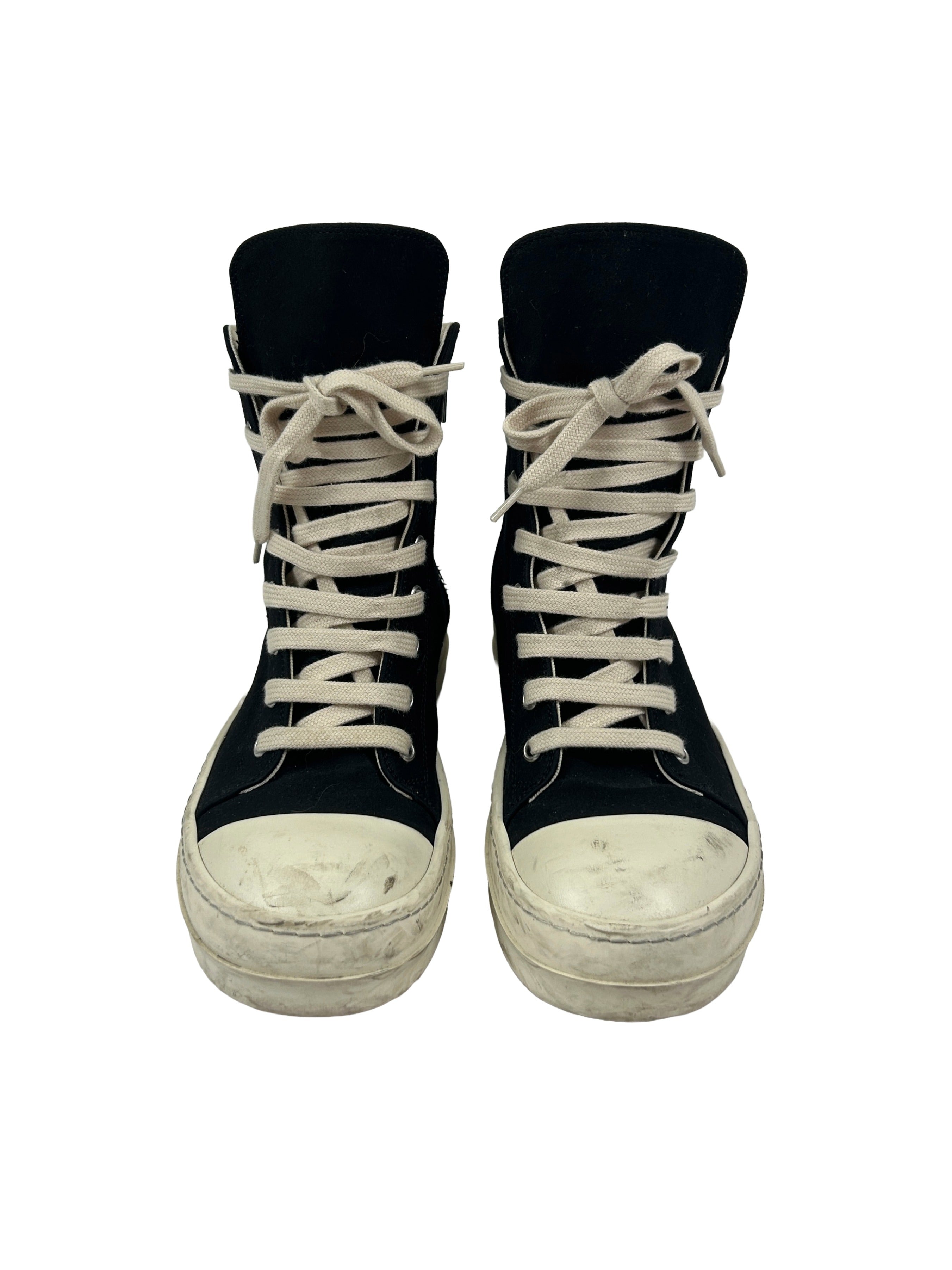 Rick Owens DRKSHDW Size 38 Canvas High-Top Ramones Sneakers