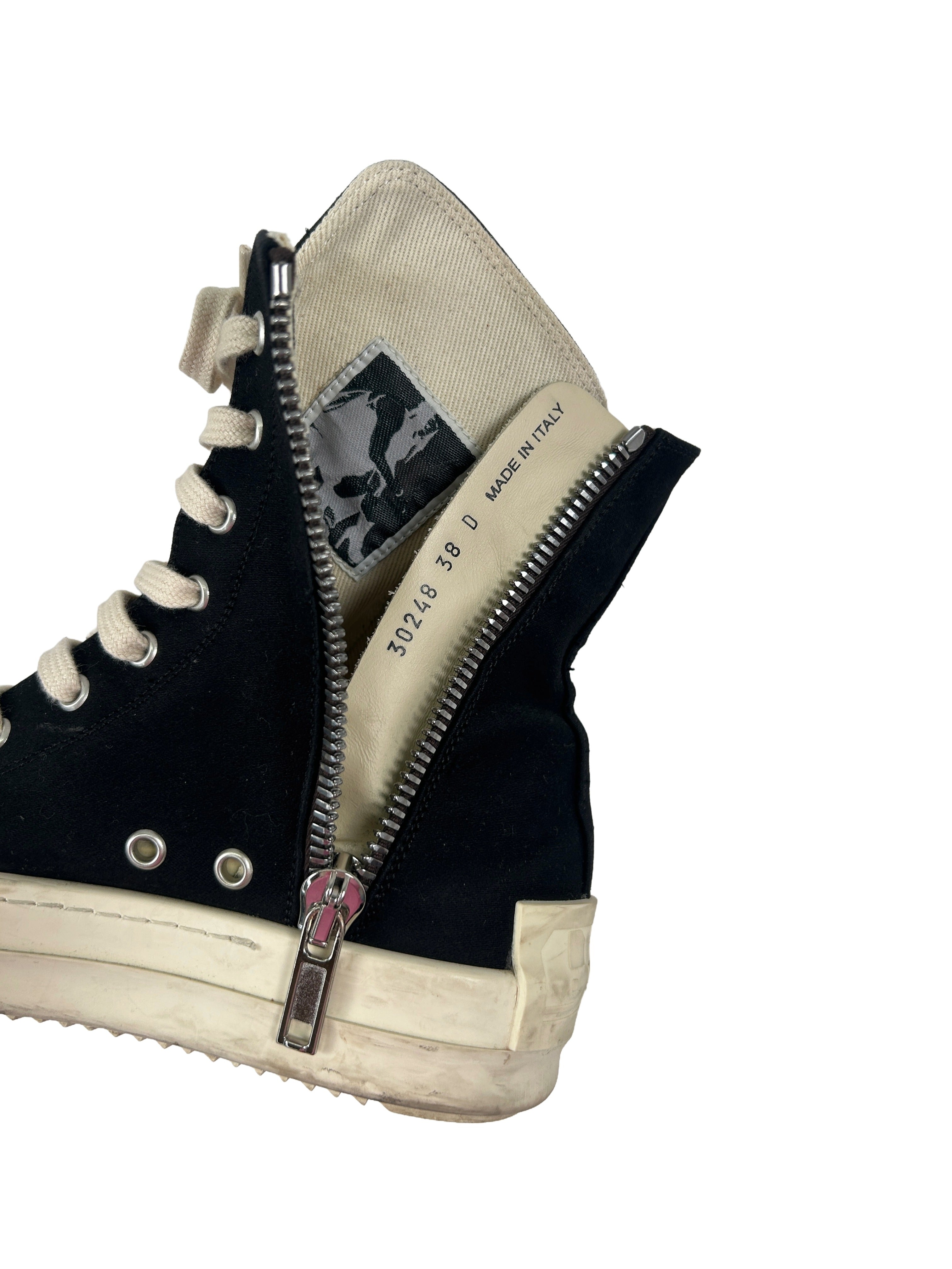 Rick Owens DRKSHDW Size 38 Canvas High-Top Ramones Sneakers
