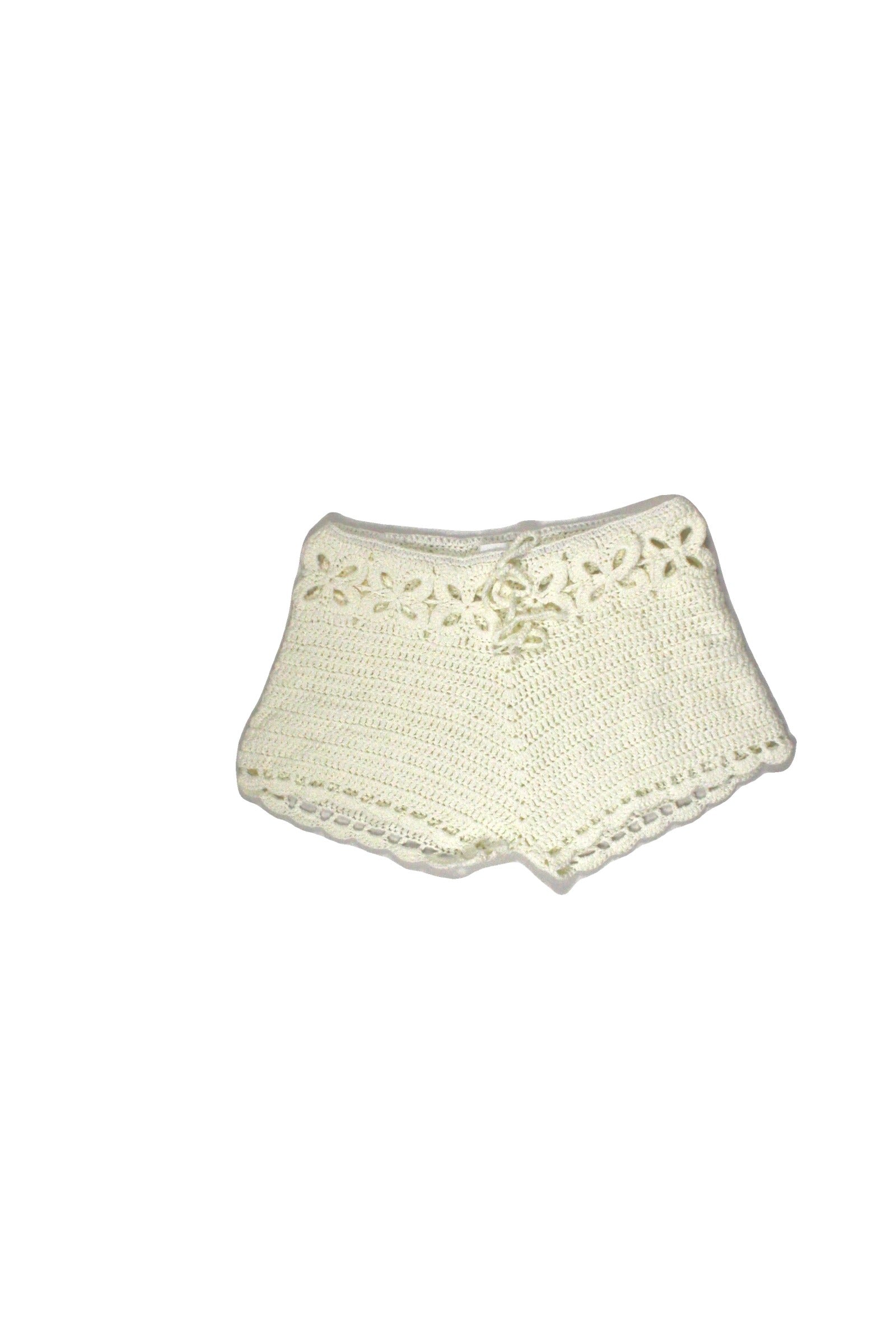 SuperDown Women's Cream Shorts with Crochet, Mini, Semi-Sheer, Sheer – Size W28