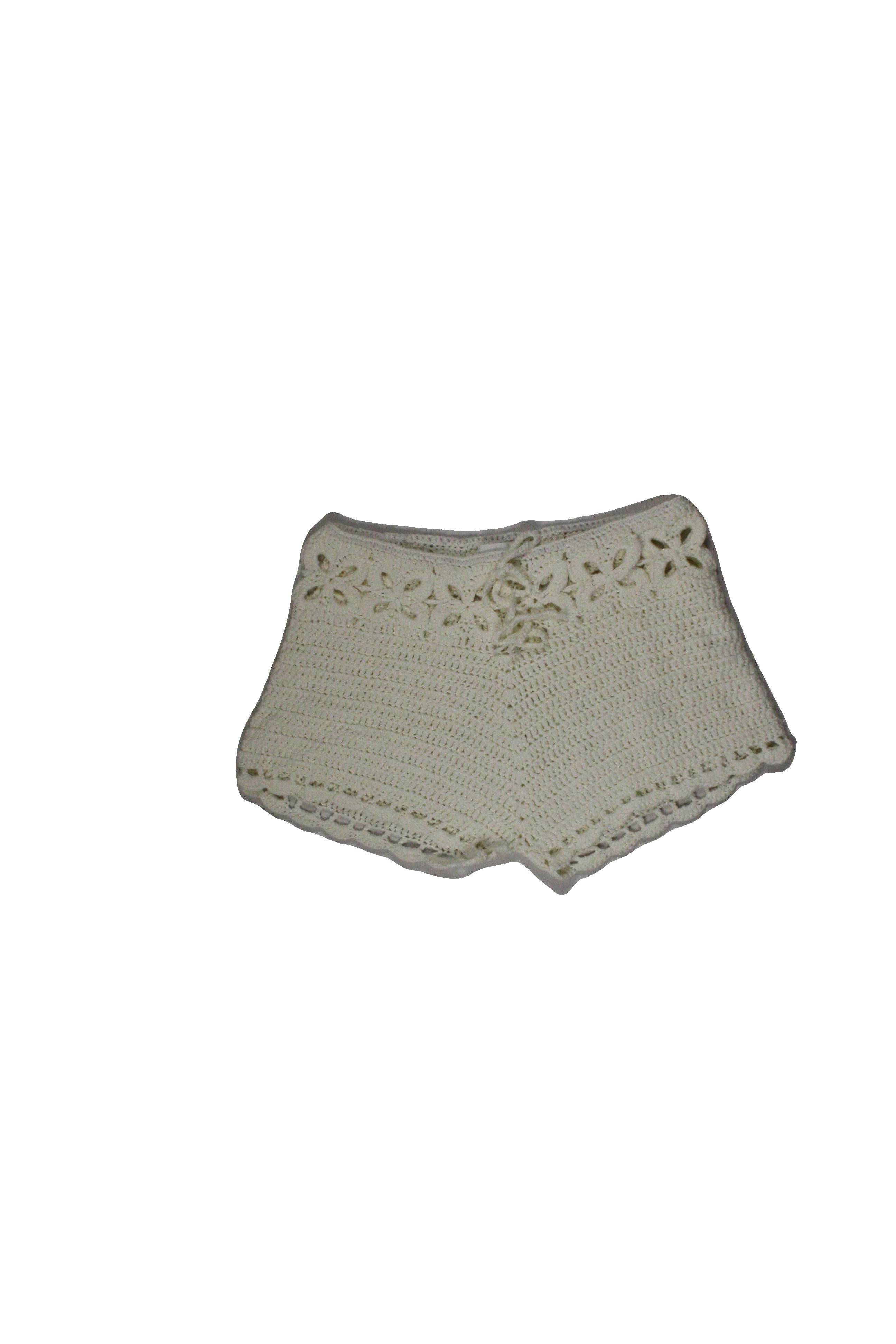 SuperDown Women's Cream Shorts with Crochet, Mini, Semi-Sheer, Sheer – Size W28