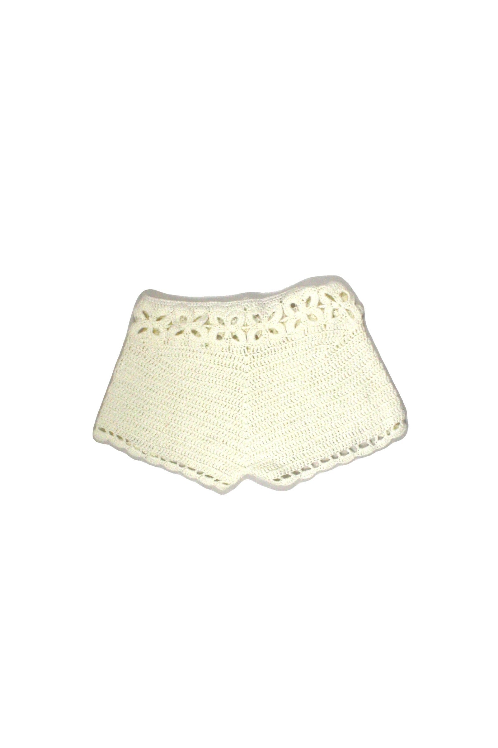 SuperDown Women's Cream Shorts with Crochet, Mini, Semi-Sheer, Sheer – Size W28