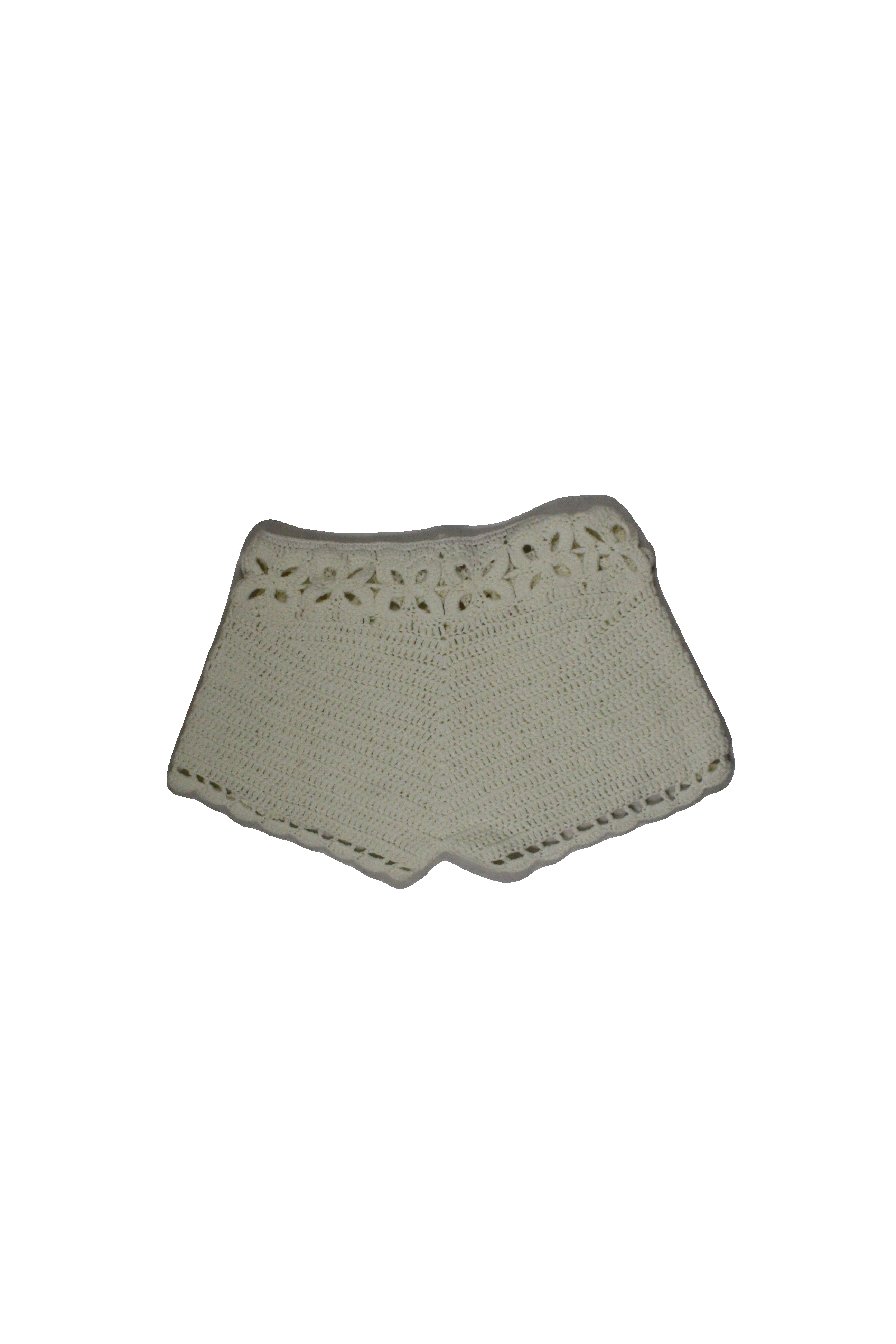 SuperDown Women's Cream Shorts with Crochet, Mini, Semi-Sheer, Sheer – Size W28