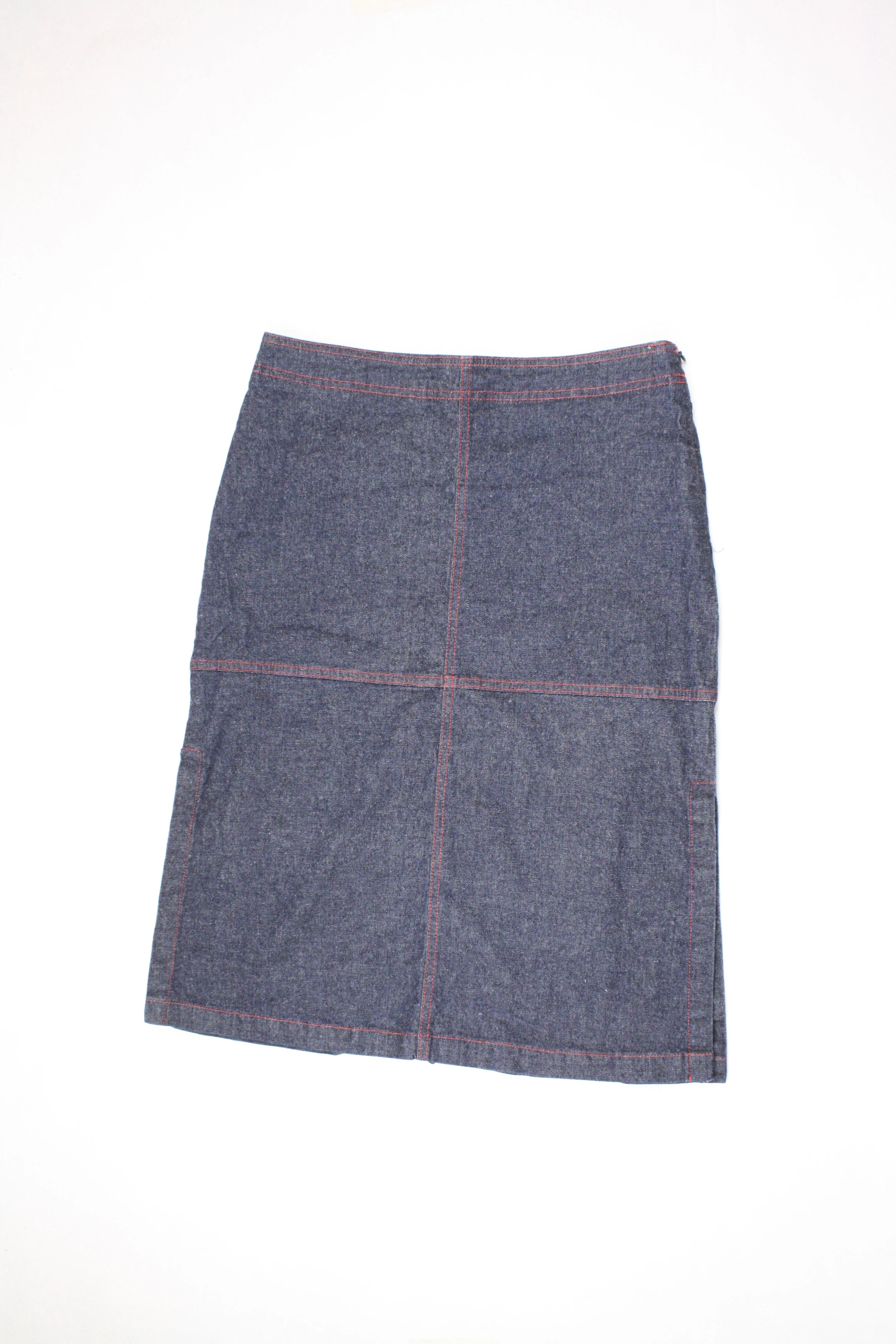 Talula Women's Blue/Red Skirt with Denim, 2 Pockets, Midi, Pencil – Size W30