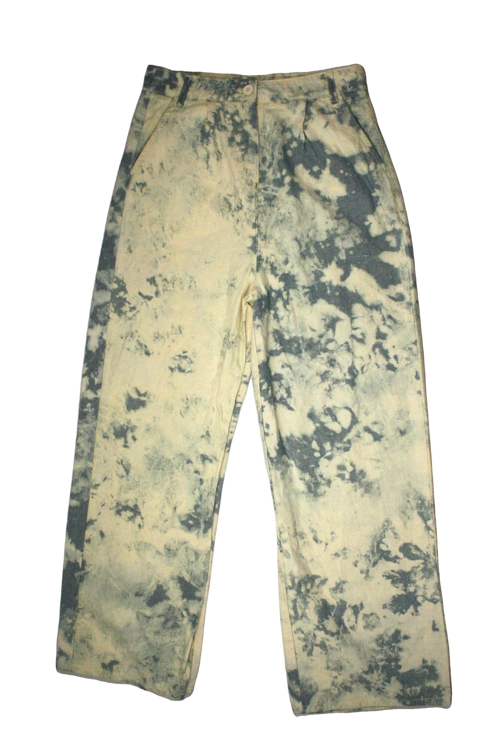 Native Youth Women's Cream/Light Blue Pants with 2 Pockets, Tie-Dye, Straight – Size W26