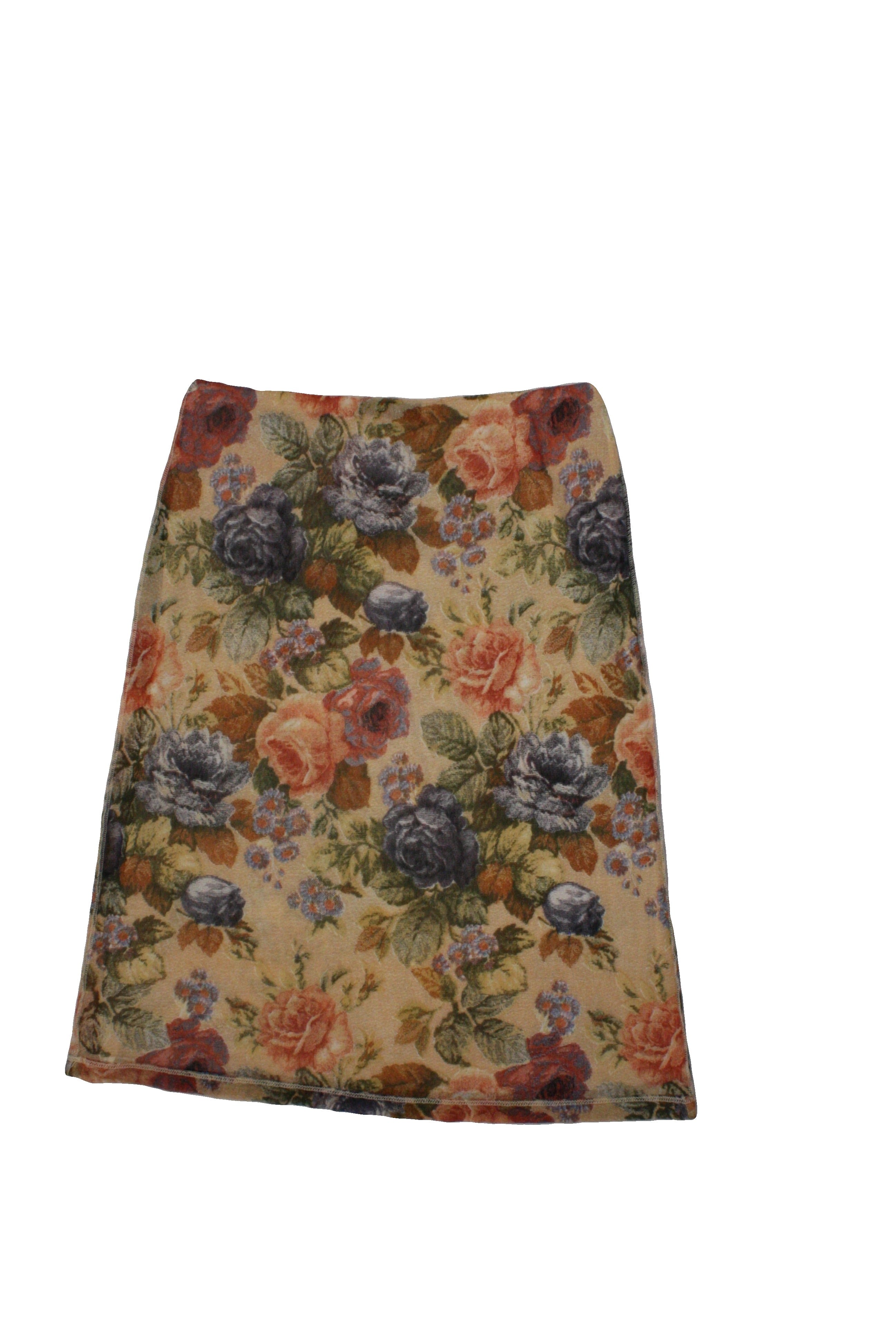 No Brand Women's Beige/Olive/Blue/Red Skirt with Mesh, Midi, Floral Pattern, Stretch – Size W28