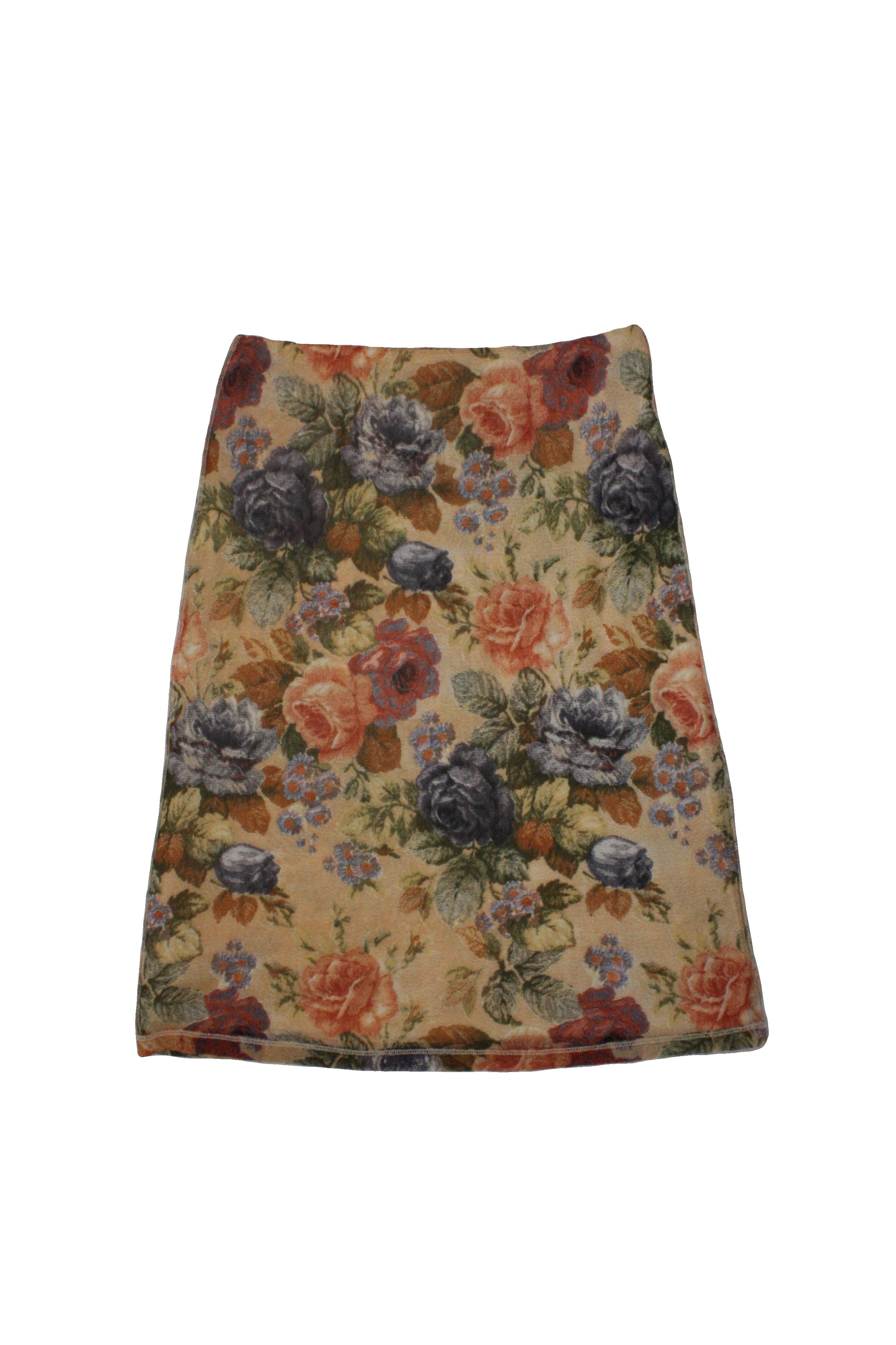No Brand Women's Beige/Olive/Blue/Red Skirt with Mesh, Midi, Floral Pattern, Stretch – Size W28