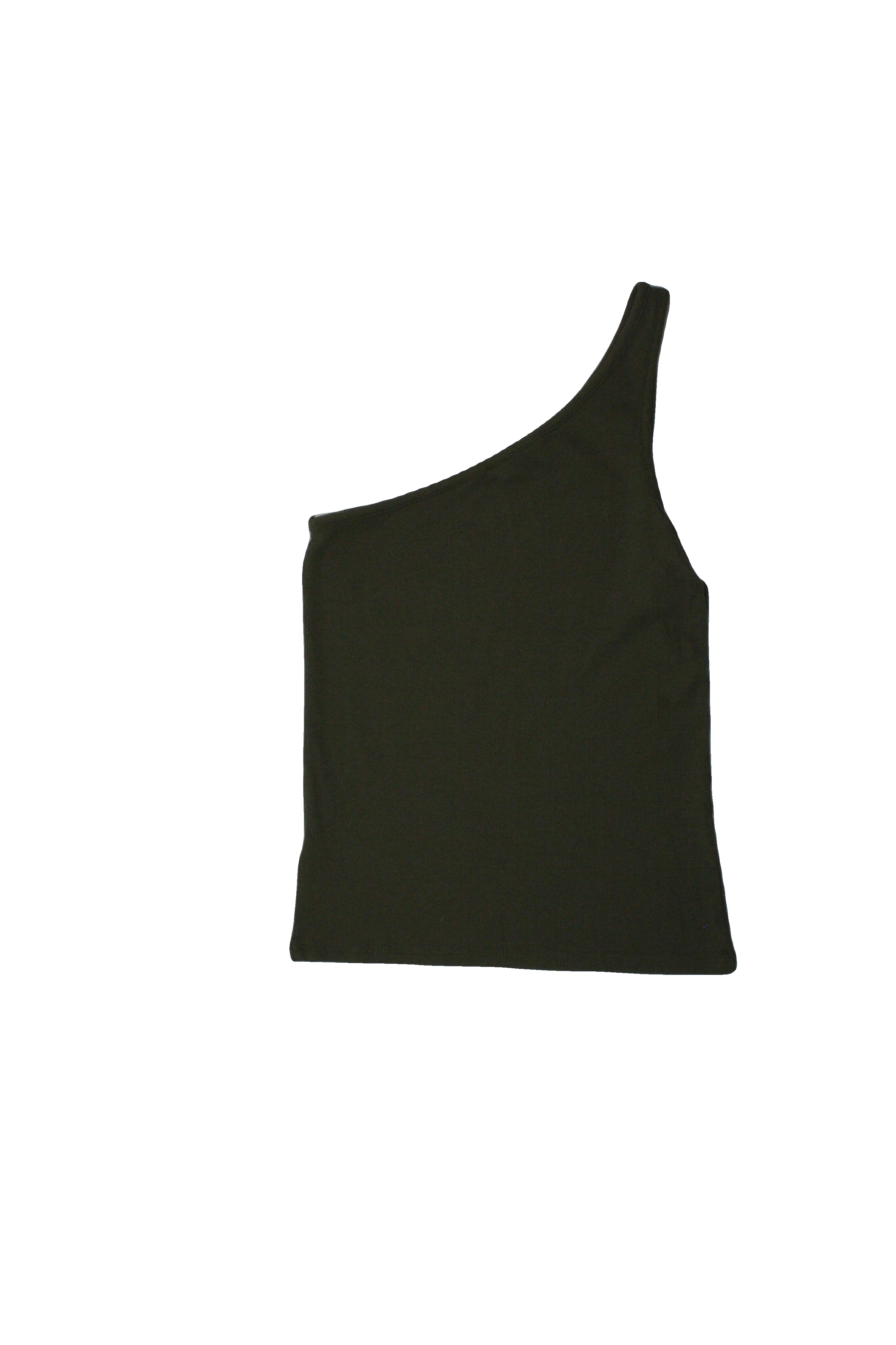 Marks & Spencer Women's Olive One-Shoulder Sleeveless Top with Rib Knit, Stretch – Size 12