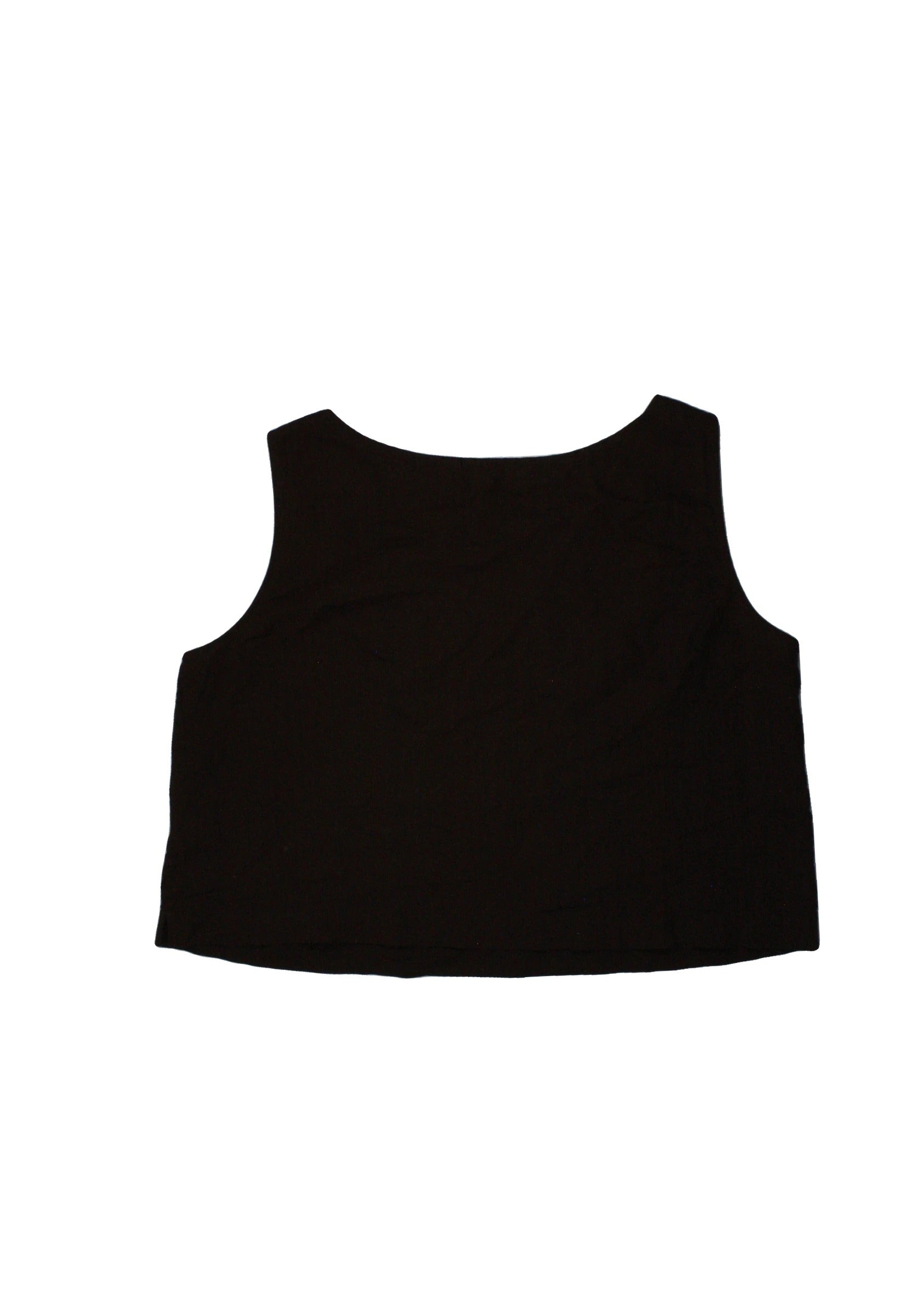 Uniqlo Women's Brown Sleeveless Wide Neck Top with Linen, Straight, Straight Hem – Size XL