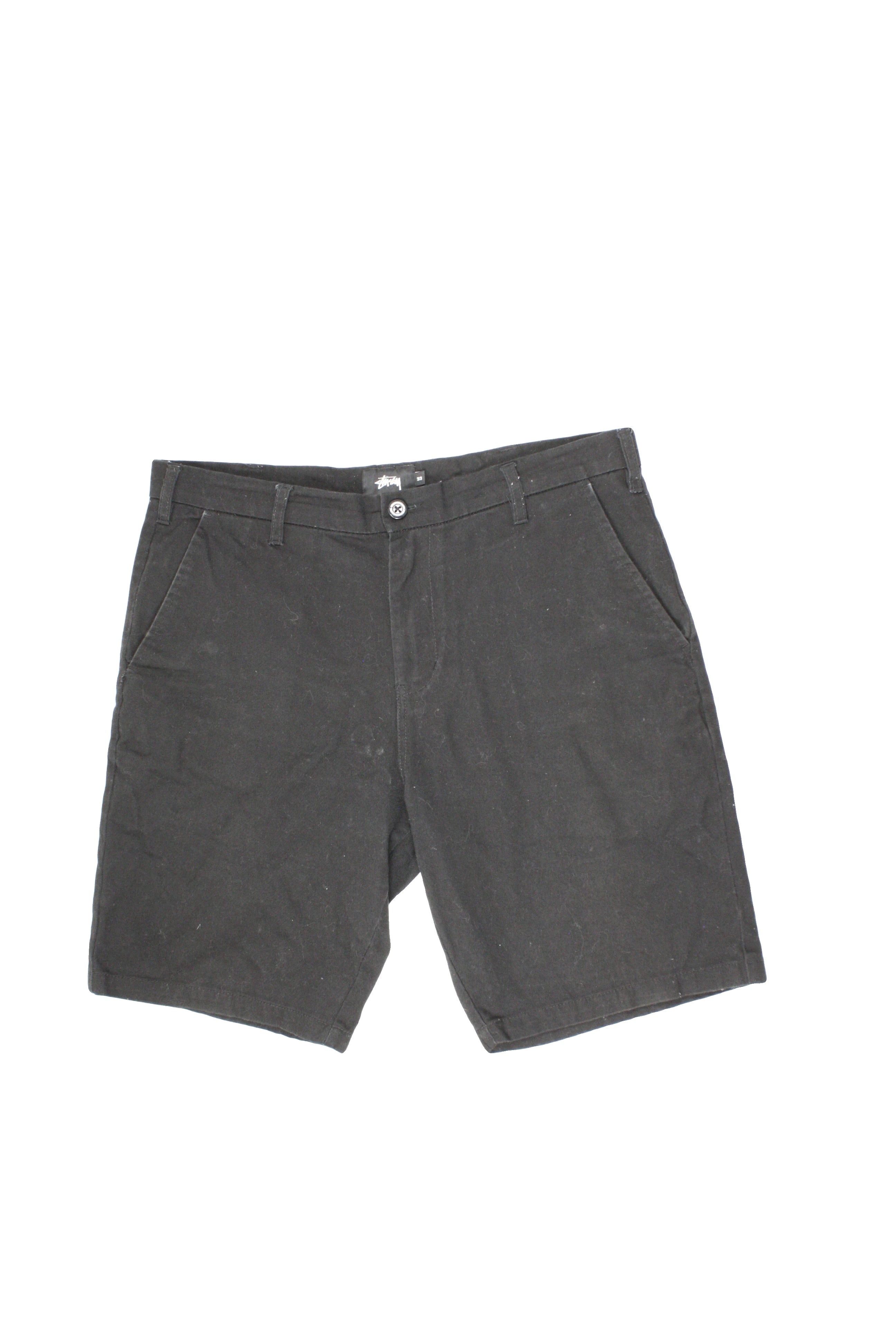 Stussy Men's Black Shorts with Cotton, 4 Pockets, High-Rise – Size W33