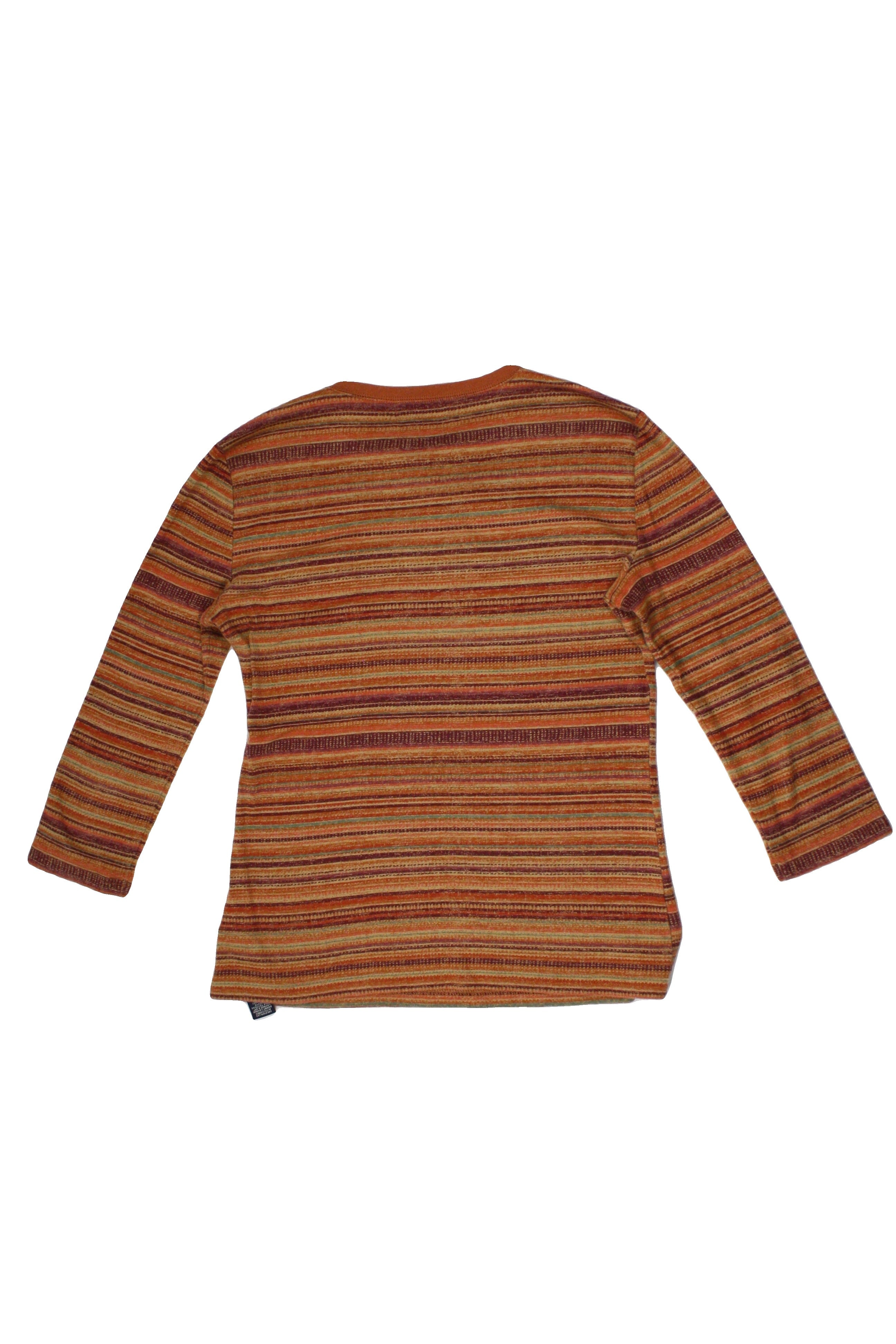 Chaps Women's Orange/Beige/Maroon/Olive 3/4 Sleeve Round Neck Top with Cotton, Neck Lacing – Size S