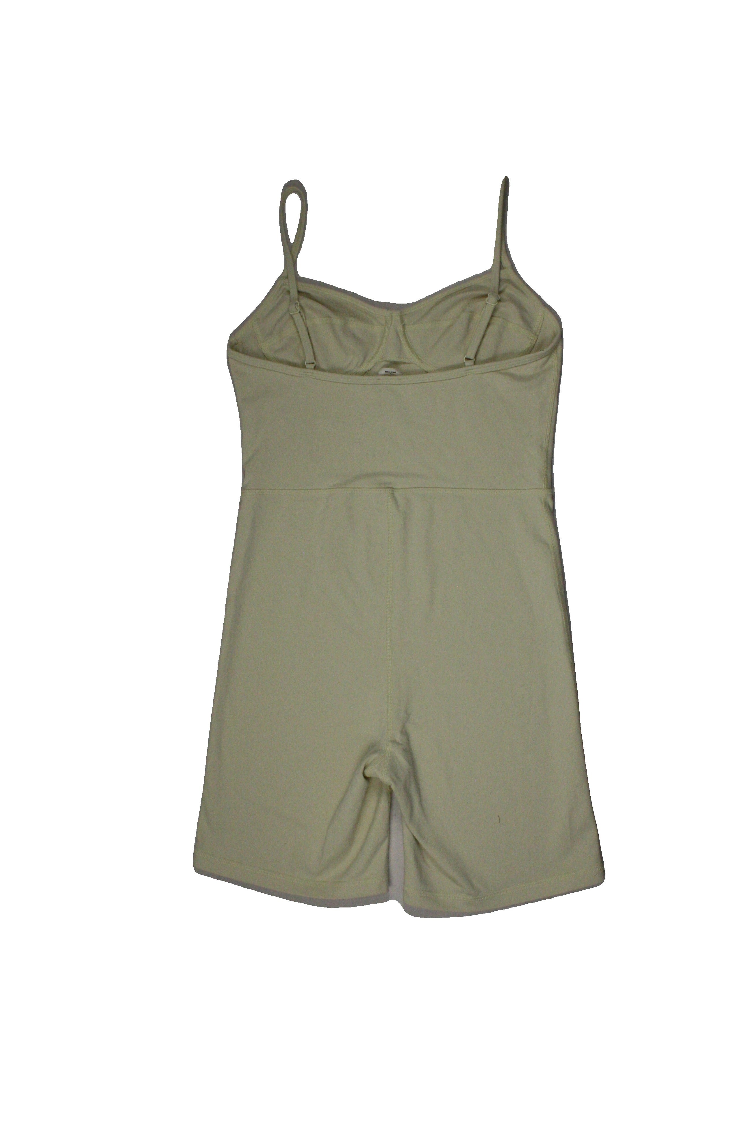 Wilfred Free Women's Light Yellow Biker Bottom Sleeveless Sweetheart Neck Onesie with Stretch, Biker – Size M
