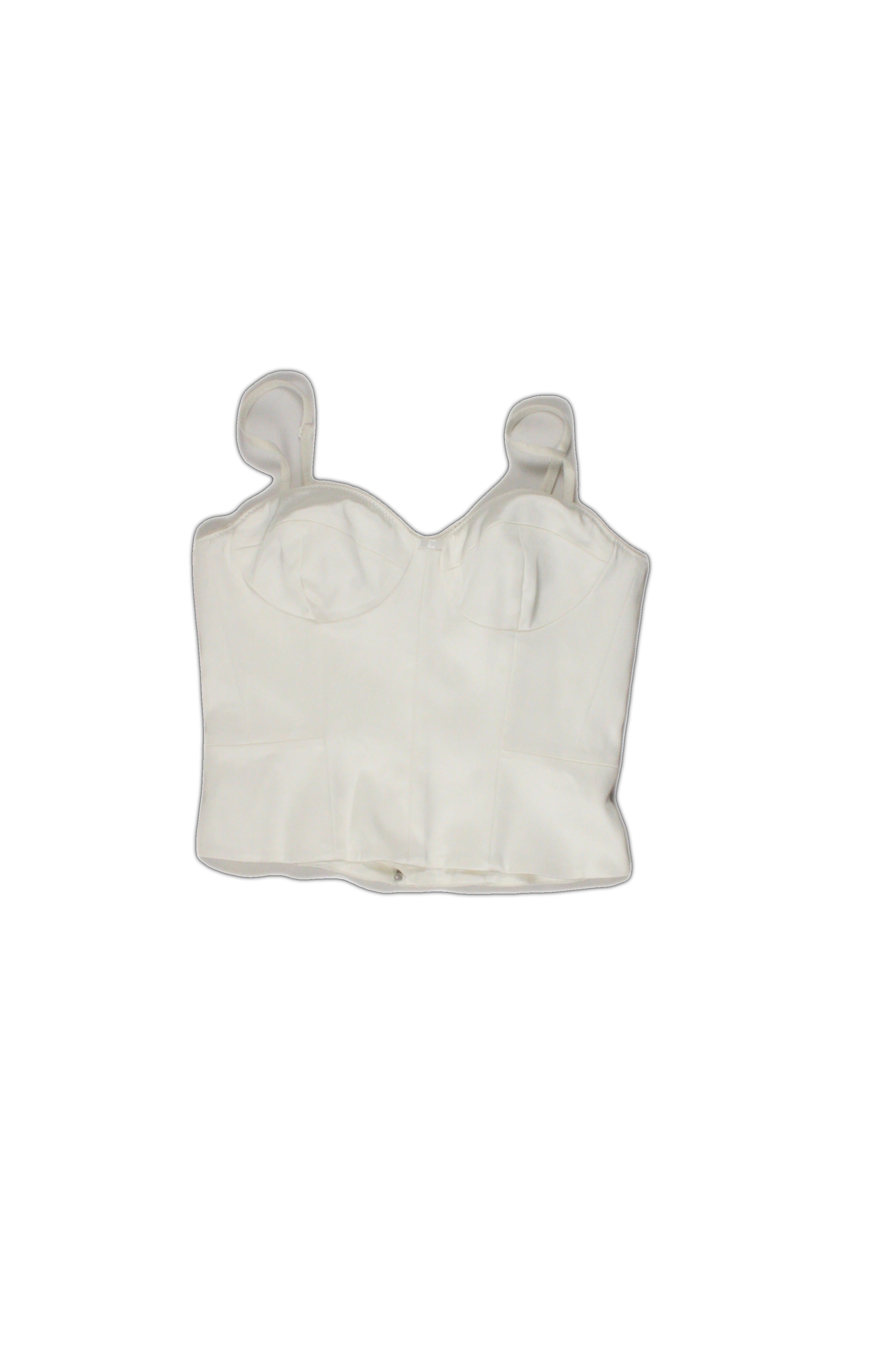 Wilfred Women's White Bustier Sleeveless Top with Satin, Lace Trim, Back Zip – Size 8