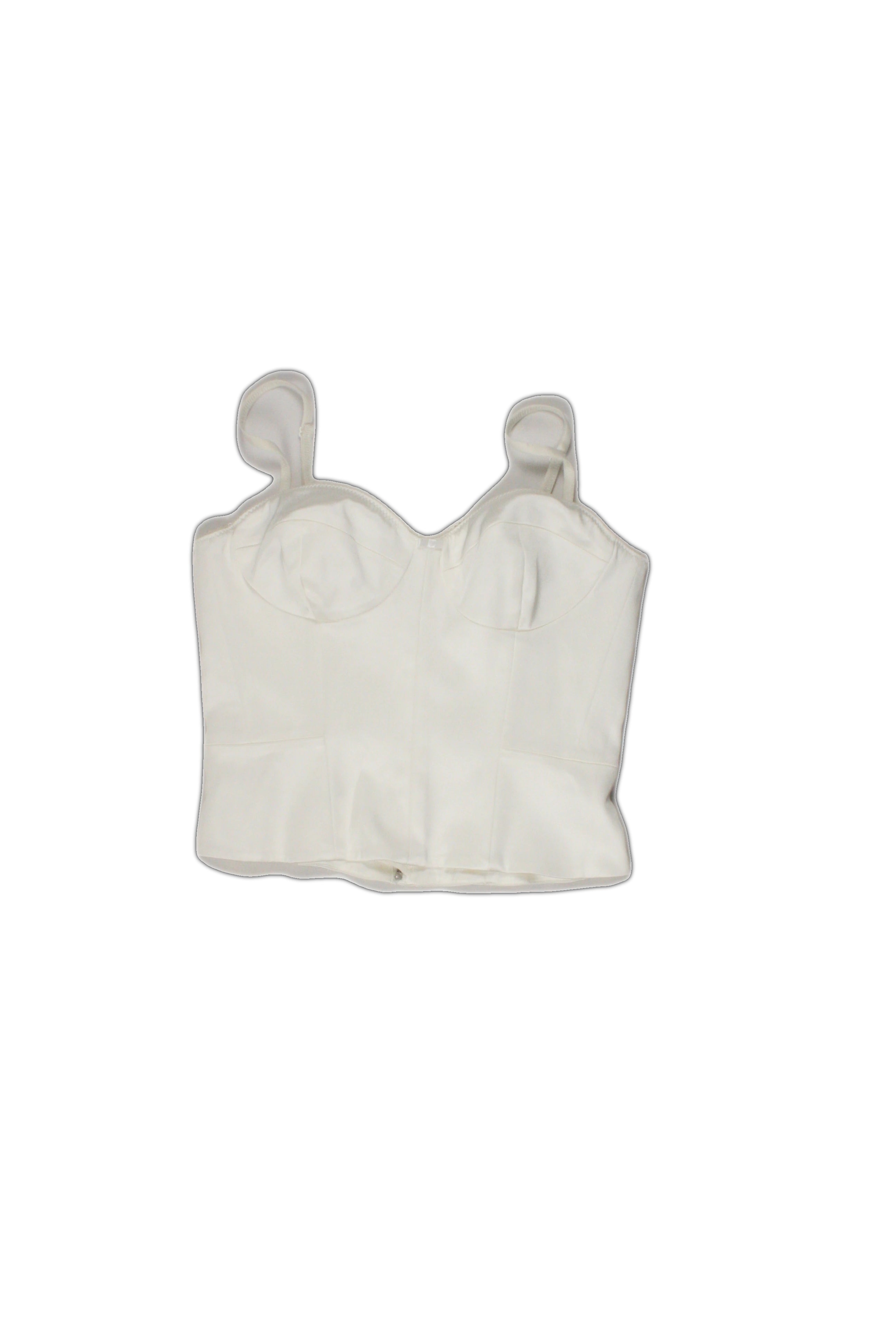 Wilfred Women's White Bustier Sleeveless Top with Satin, Lace Trim, Back Zip – Size 8